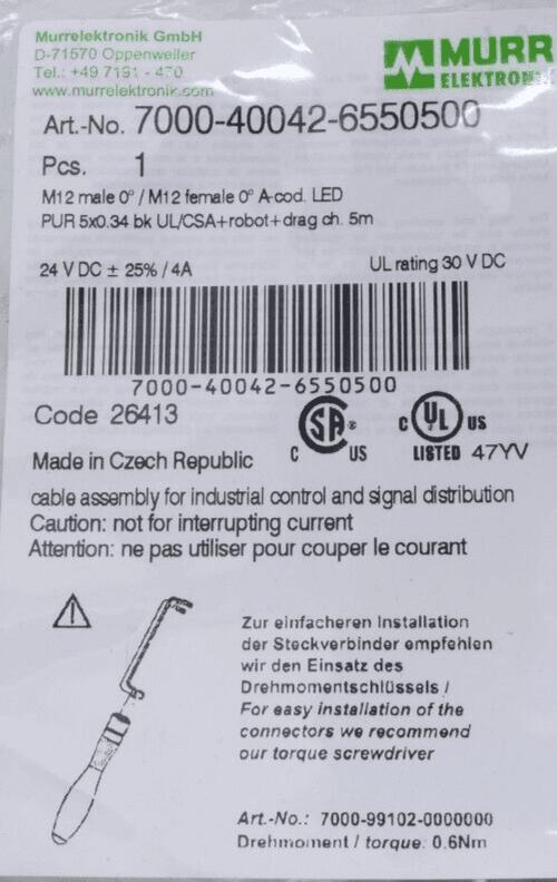 Produktfoto 2 von Murr Elektronik 7000-40042-6550500 | M12 Verbindungskabel A-kod. LED | 5m