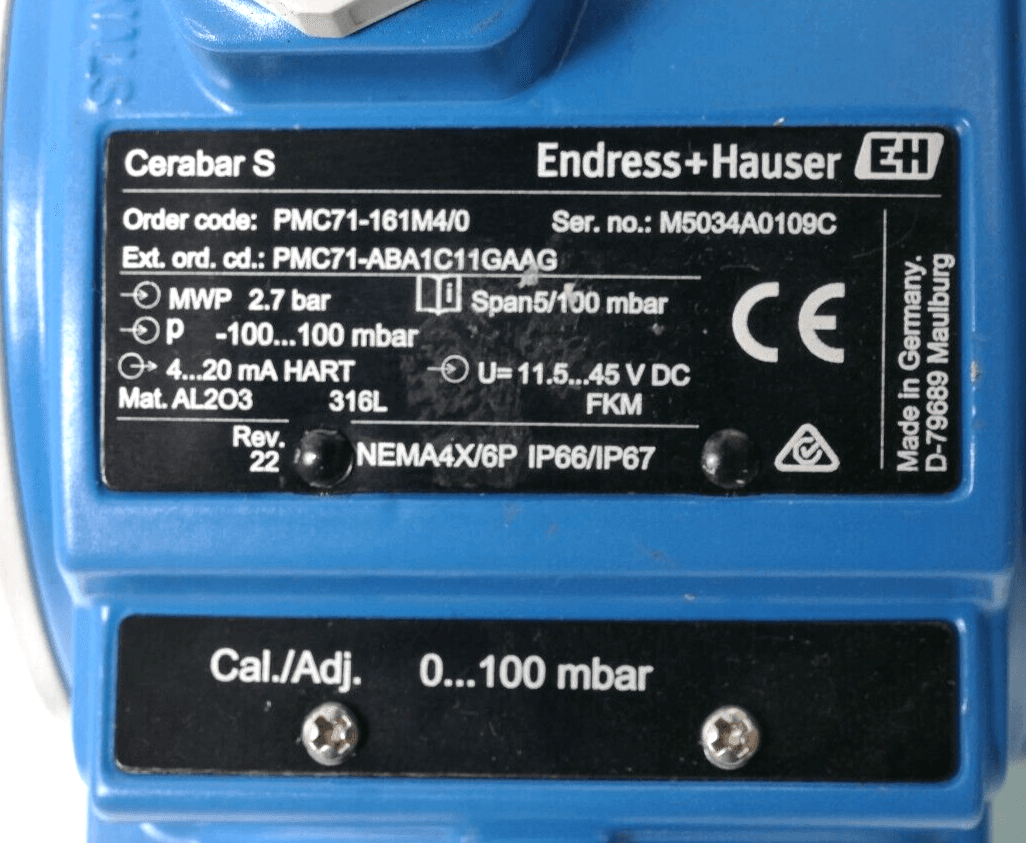 Produktfoto 3 von Endress+Hauser Cerabar S | PMC71-161M4/0 | PMC71-ABA1C11-GAAG