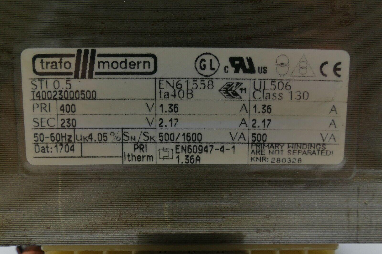 trafo/modern STI 0.5 Steuertransformator | PRI:400V 1.36A | SEC: 230V 2.17A