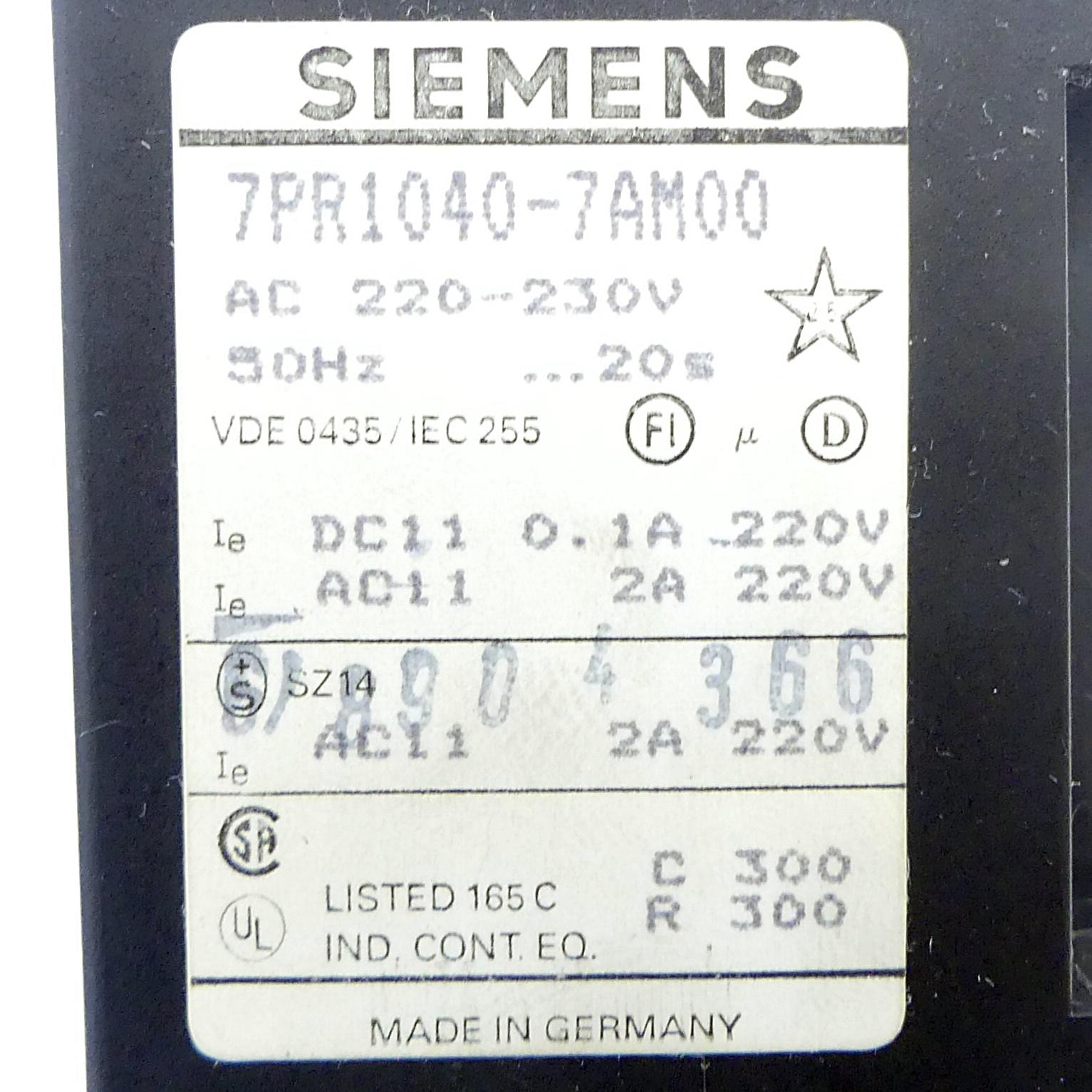 Produktfoto 2 von SIEMENS Zeitrelais 7PR1040-7AM00