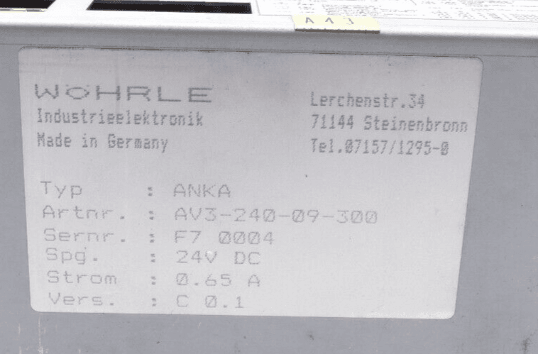 Produktfoto 4 von WÖHRLE ANKA AV3-240-09-300 Klartextanzeige C 0.1