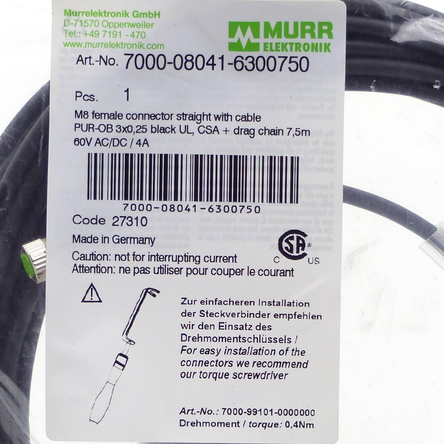 Produktfoto 2 von MURRELEKTRONIK Kabel 7000-08041-6300750