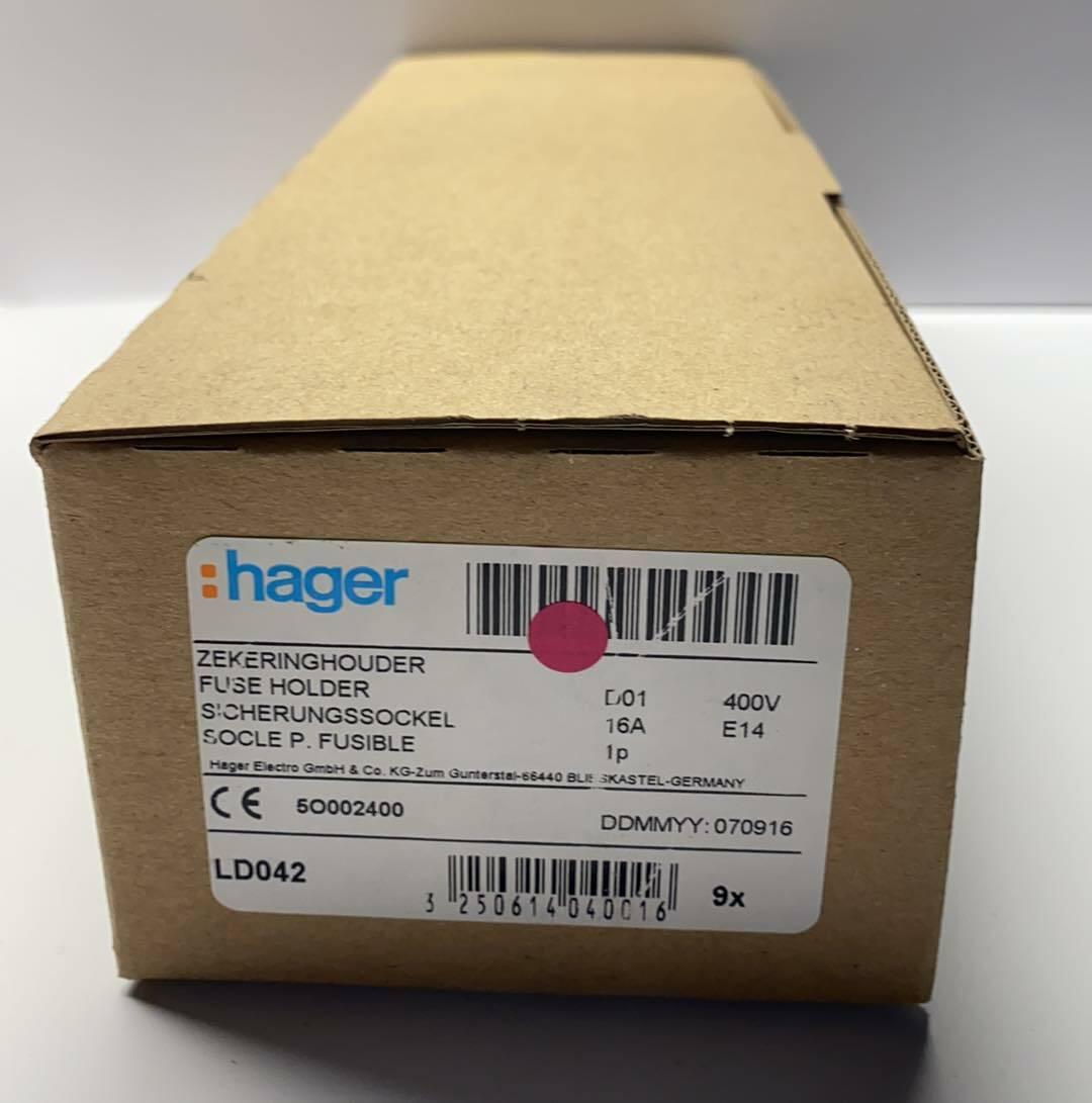 9x HAGER 62 D0-Sicherungssockel 1p D01 REG 16A 400V Kst LD042