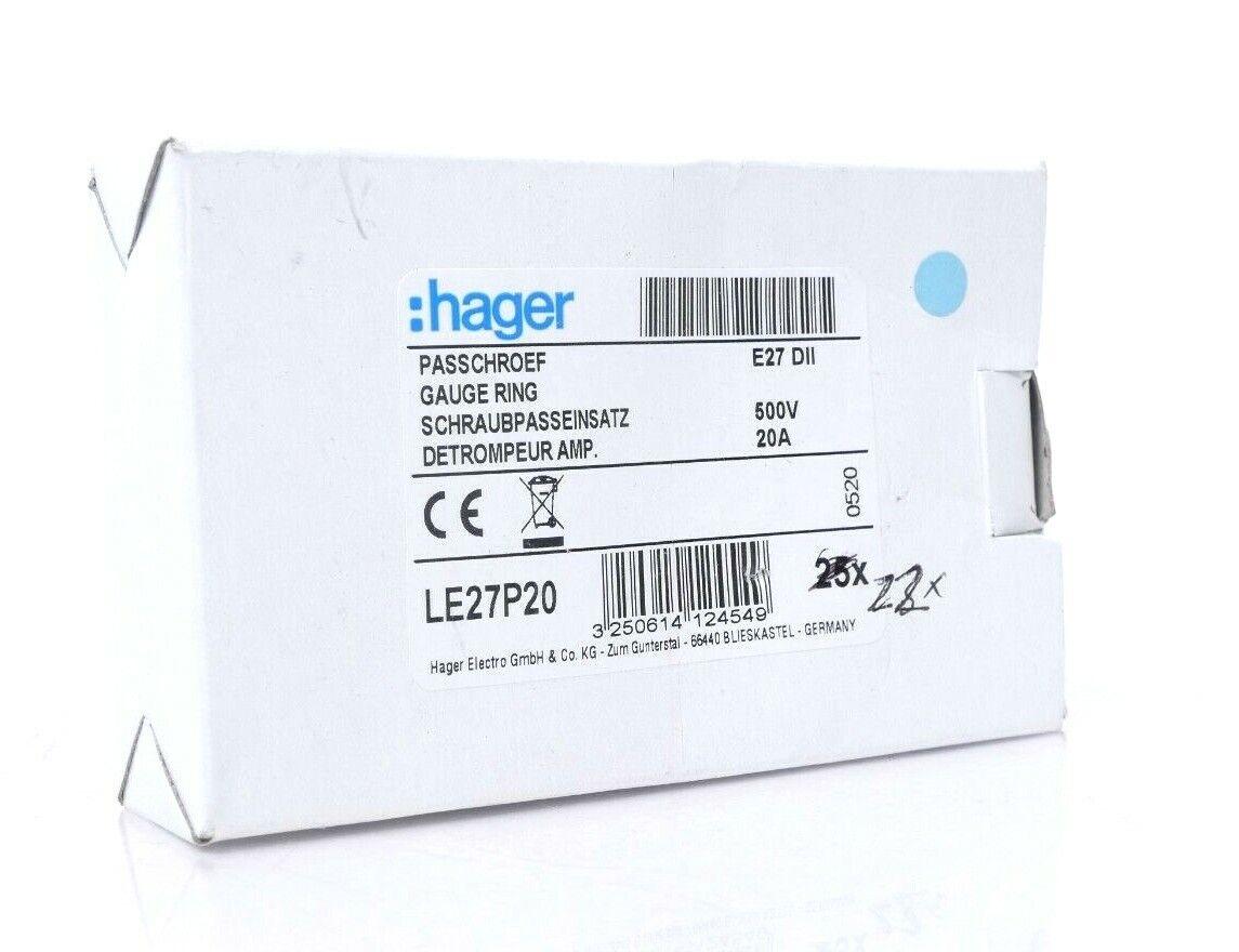 Produktfoto 1 von HAGER Schraubpasseinsatz DII E27 20A LE27P20 VPE 22 Stück