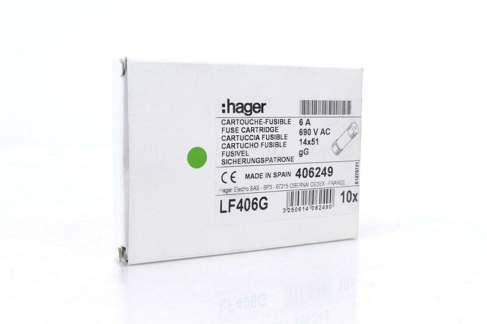 Produktfoto 1 von Hager LF406G 14x51mm gG 6A Sicherung VPE 10 Stück