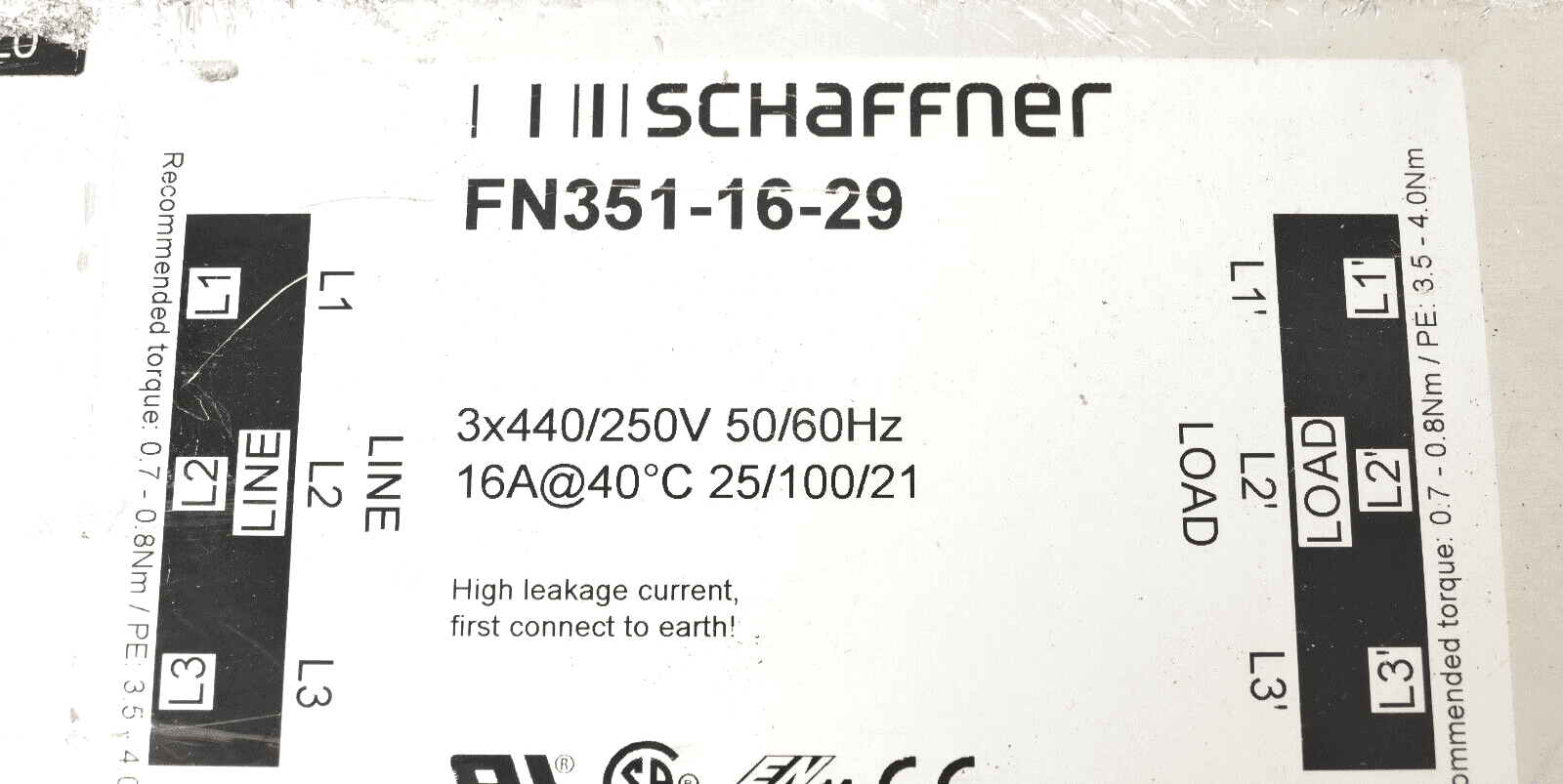 Produktfoto 2 von Schaffner Stromversorgungsleiter FN351-16-29 | 3x440/250V 50/60Hz