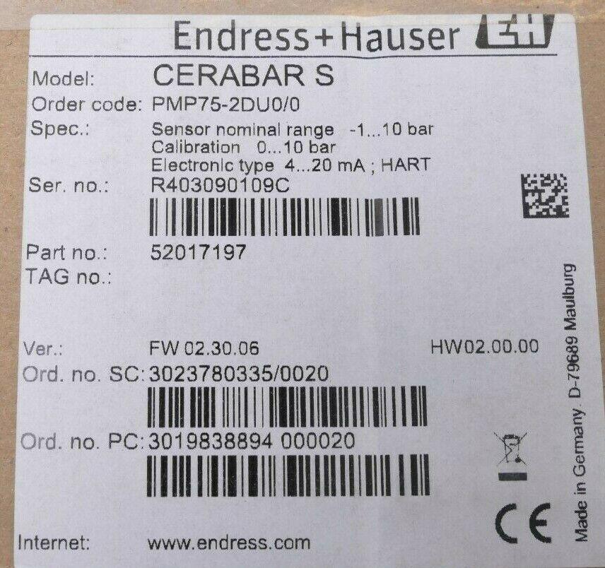 Produktfoto 2 von ENDRESS+HAUSER CERABAR S PMP75-2DU0/0 DRUCKSENSOR