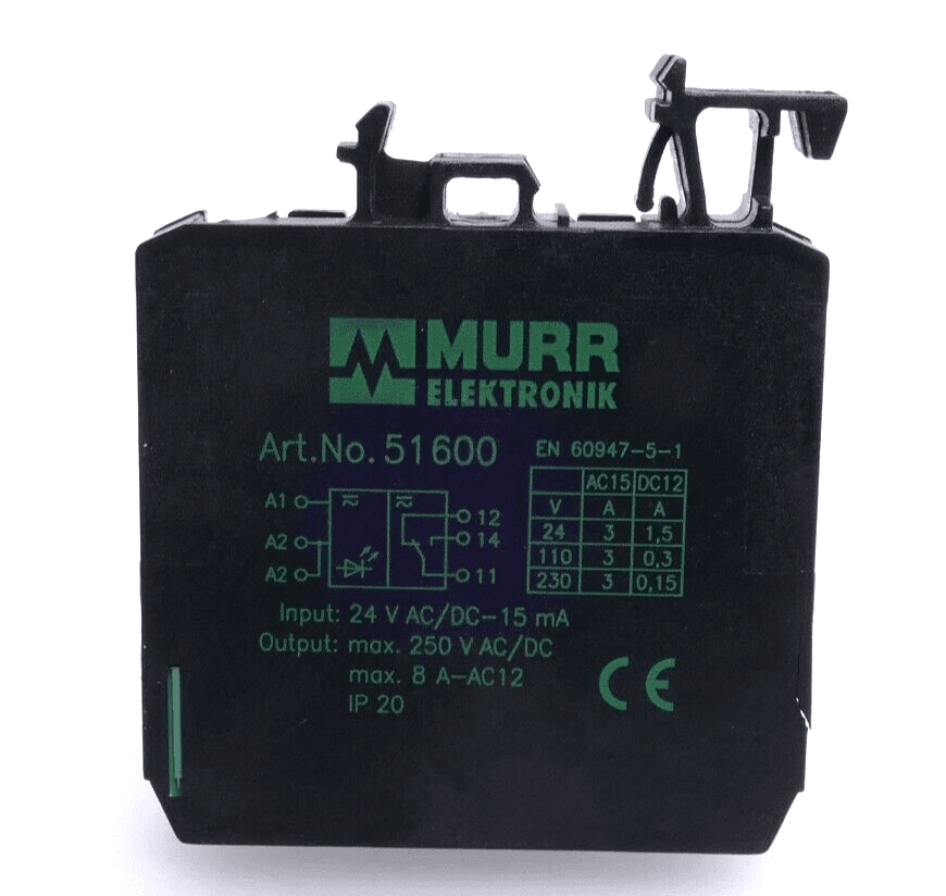 Produktfoto 3 von Murr Elektronik 51600 Ausgangsrelais 24V AC/DC-15mA | max.250 V AC/DC