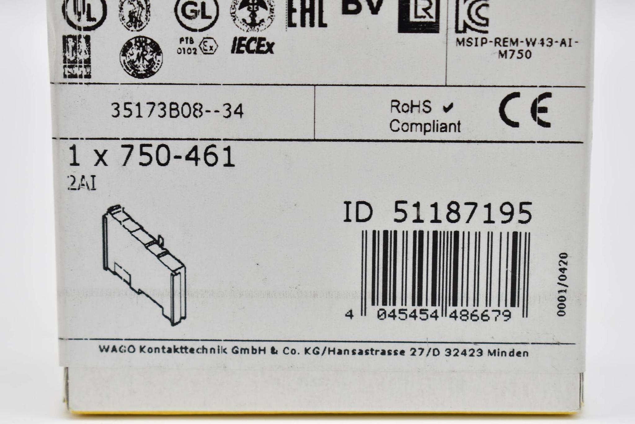 Produktfoto 1 von Wago I/O Systems 2-Kanal-Analogeingang f. Widerstandssensoren Pt100-/RTD 750-461