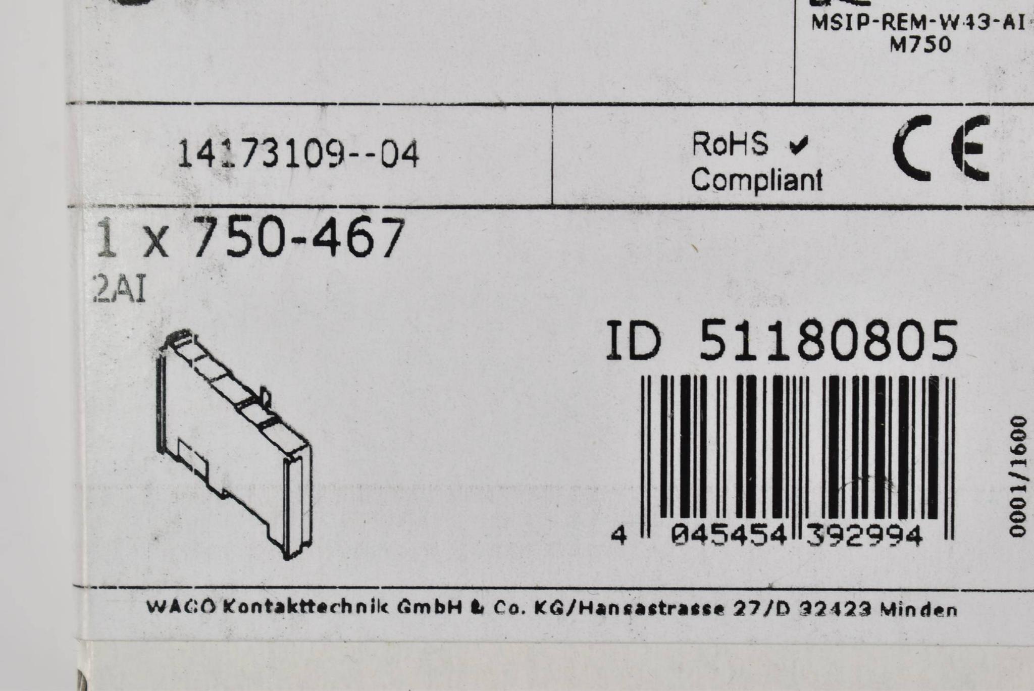 Produktfoto 1 von Wago I/O Systeme 2-Kanal-Analogeingang DC 0...10 V Single-Ended 750-467