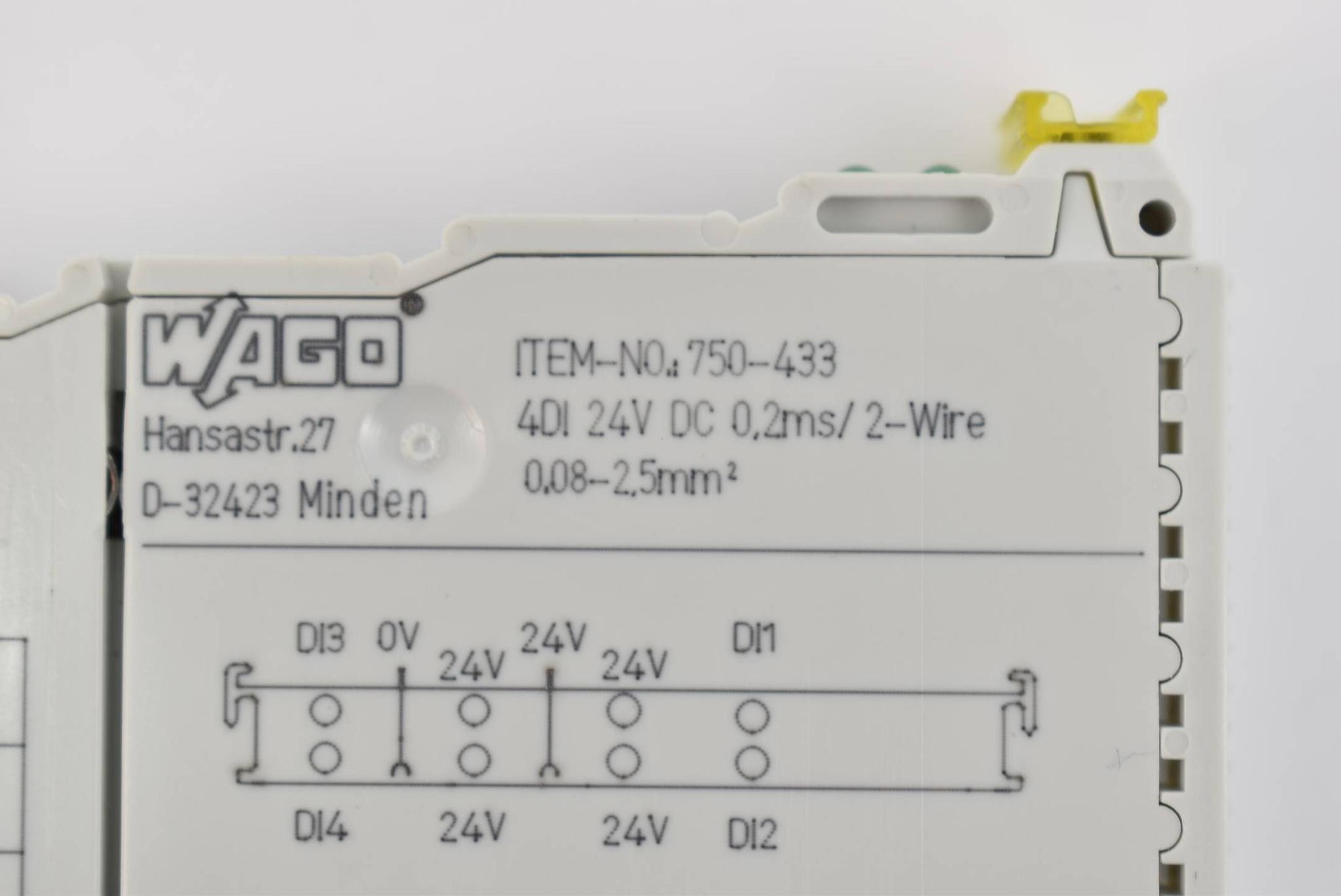 Produktfoto 2 von Wago I/O Systeme 4-Kanal-Digitaleingang DC24V 0,2ms 2-Leiter-Anschluss 750-433