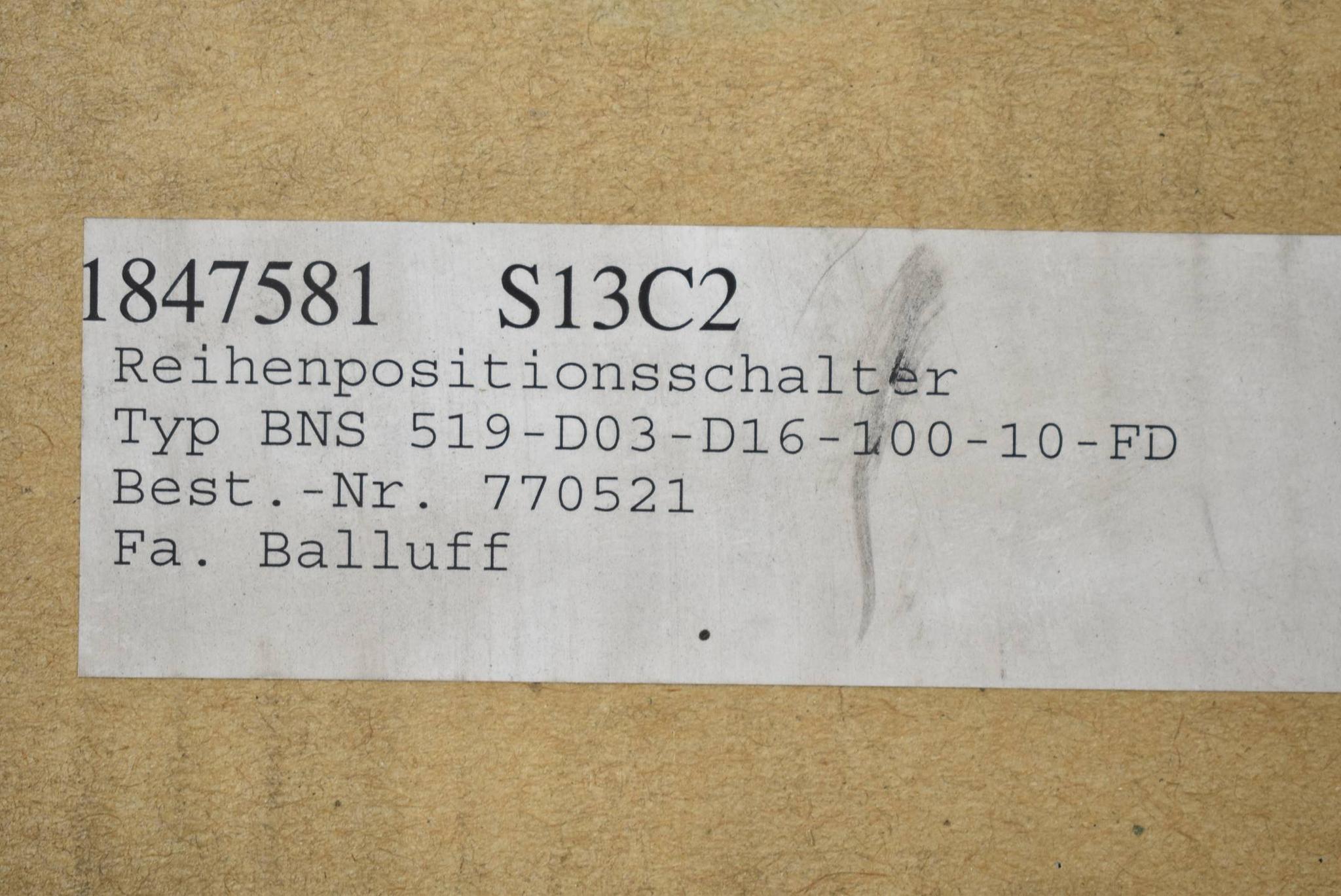 Produktfoto 2 von Balluff Reihenpositionsschalter BNS 519-D03-D16-100-10-FD ( 770521 )