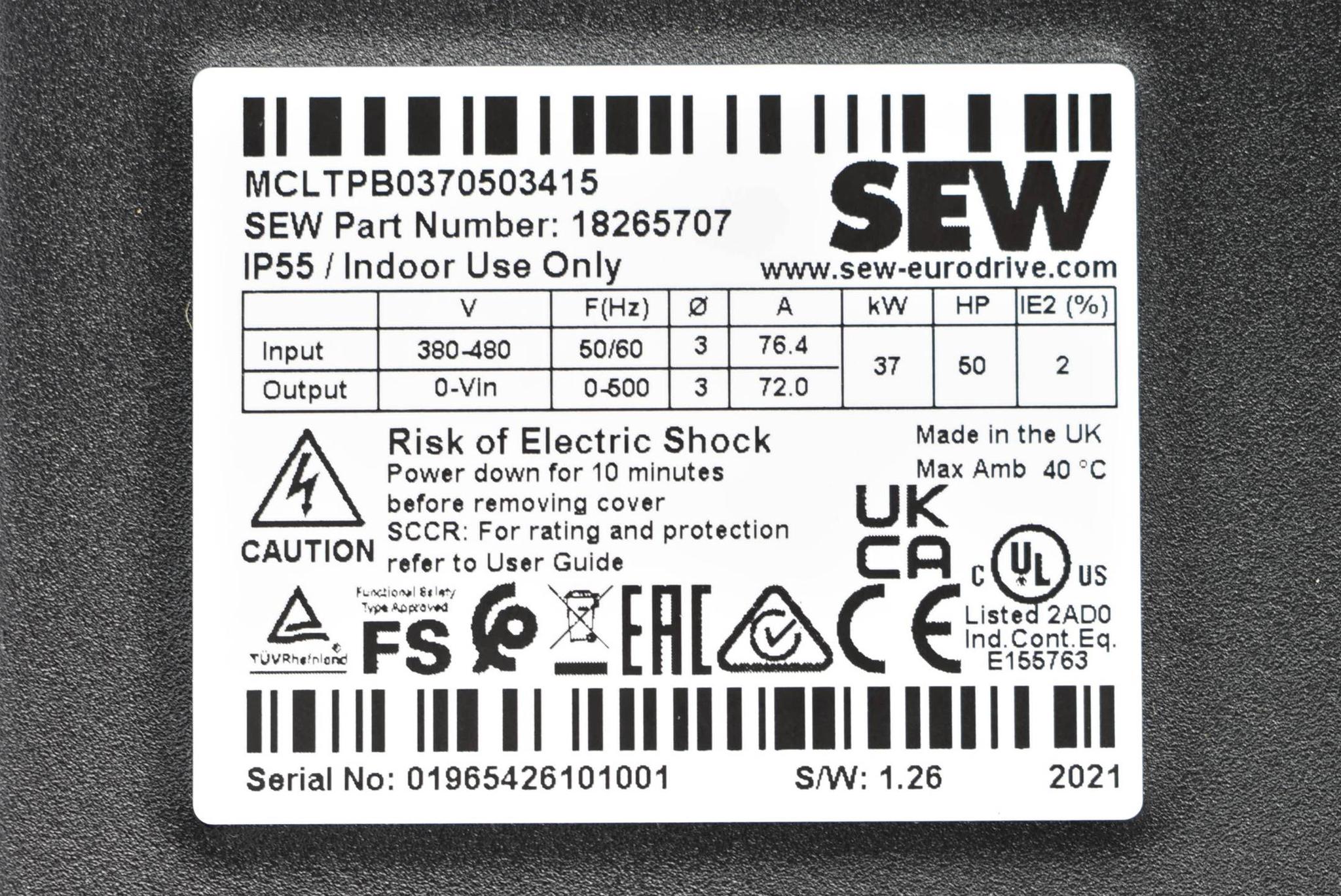 Produktfoto 3 von SEW Movitrac LTP-B Frequenzumrichter MCLTPB0370503415 ( 18265707 )