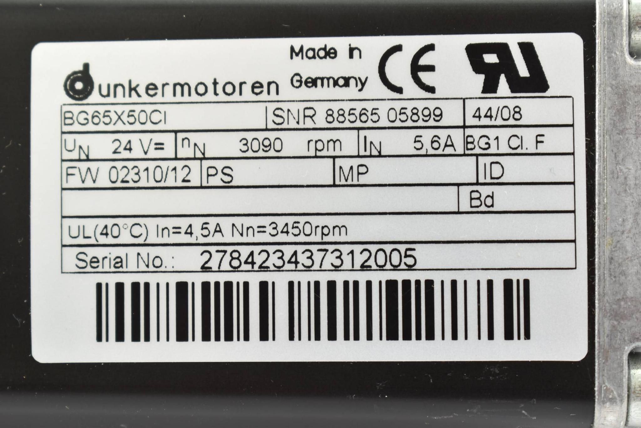 Produktfoto 4 von Dunkermotoren Getriebemotor 24V 3090rpm 5,6A BG65X50CI inkl. PLG52