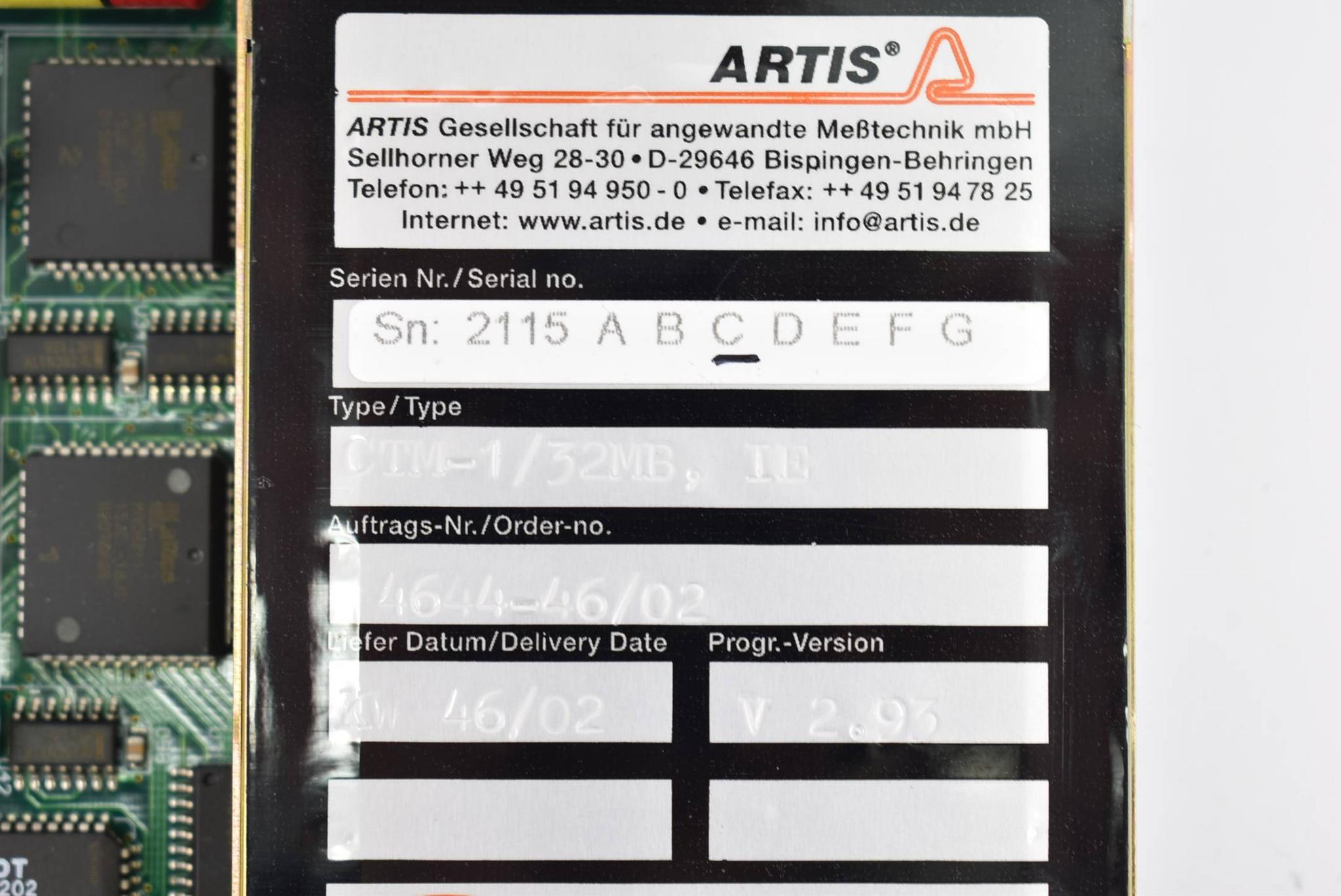 Produktfoto 2 von Artis Profibus Control Card V2.93 CTM-1/32MB