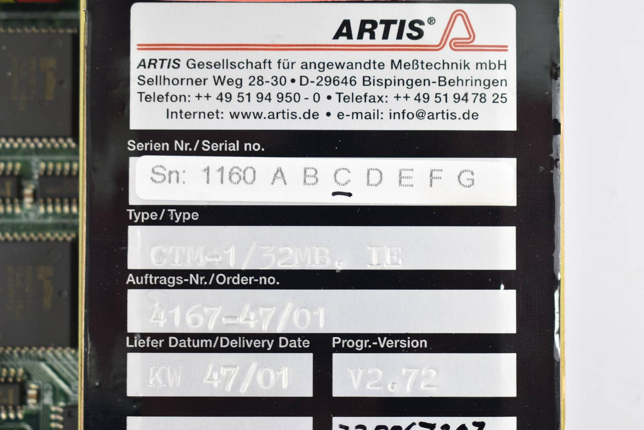 Produktfoto 2 von Artis Profibus Control Card V2.72 CTM-1/32MB