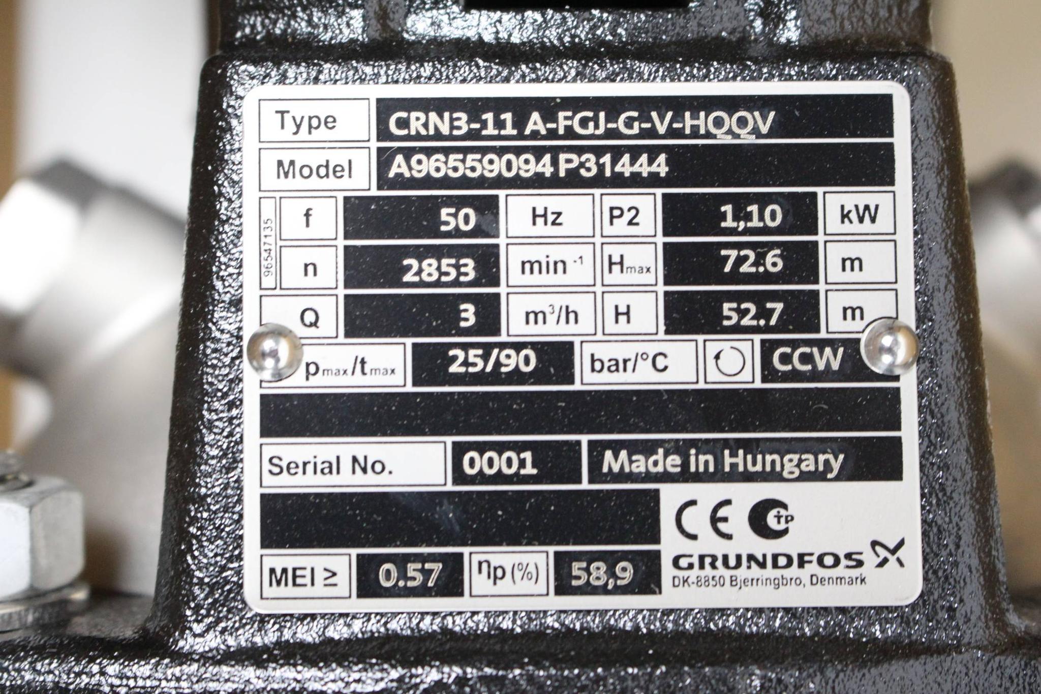 Produktfoto 2 von Grundfos Kreiselpumpe CRN 3-11 A-FGJ-AV-HQQV ( 96559094 )