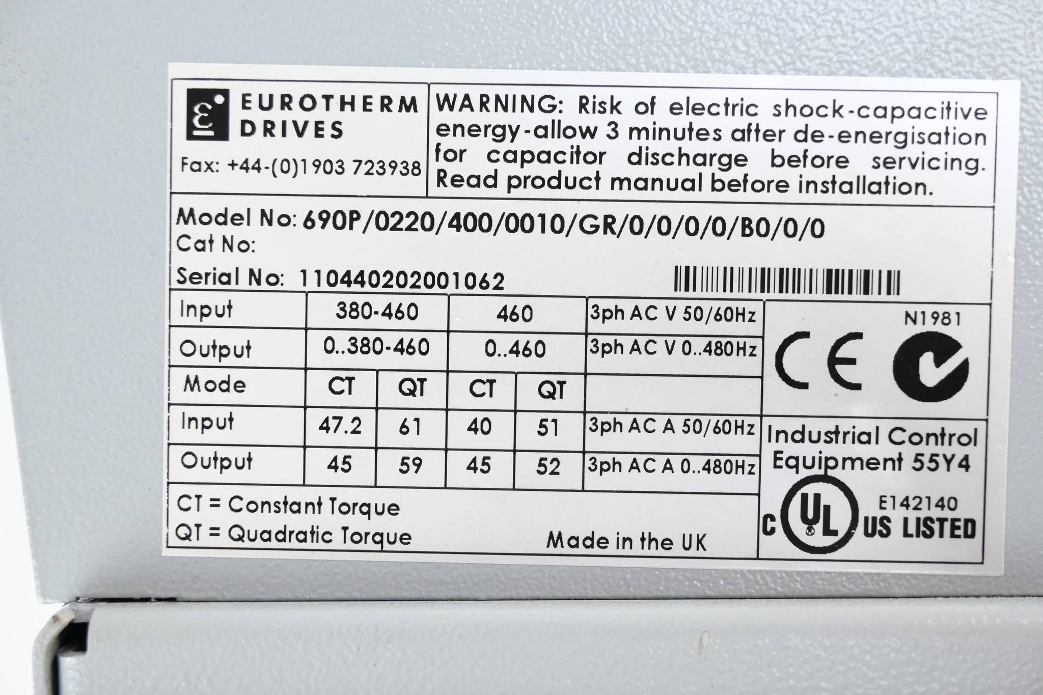 Produktfoto 3 von Eurotherm Drive AC integrator 690+ series 690P/0220/400/0010/GR/0/0/0/0/B0/0/0