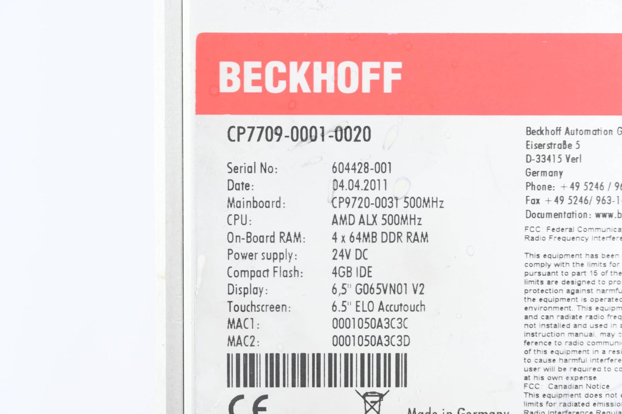 Produktfoto 2 von Beckhoff Panel PC CP7709-0001-0020