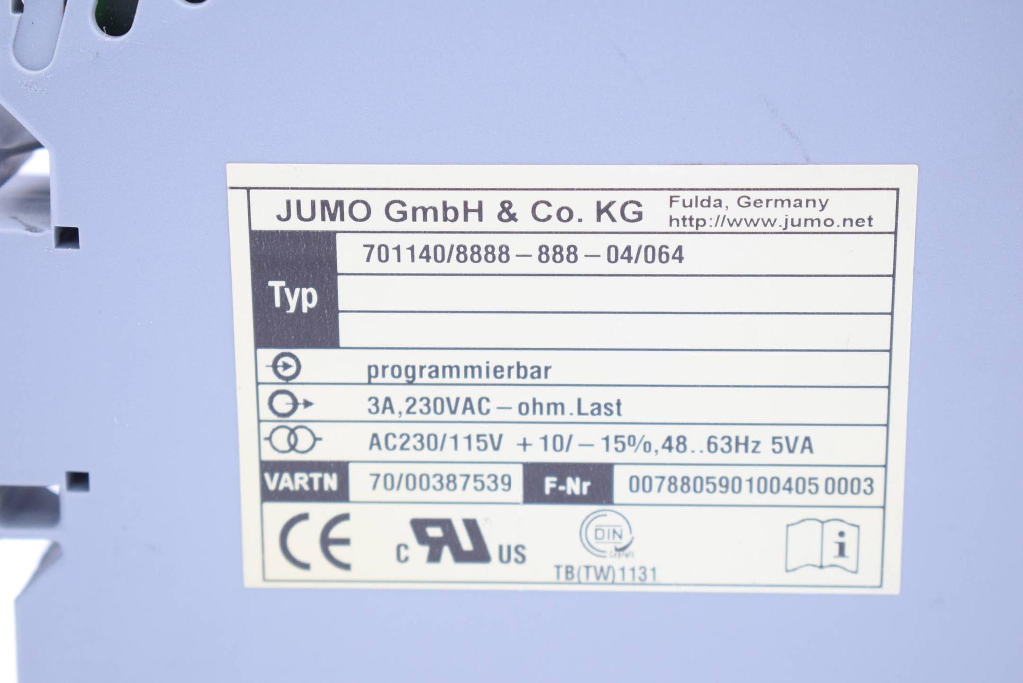 Produktfoto 2 von JUMO Temperaturwächter programmierbar 3A 230VAC 701140/8888-888-04/064