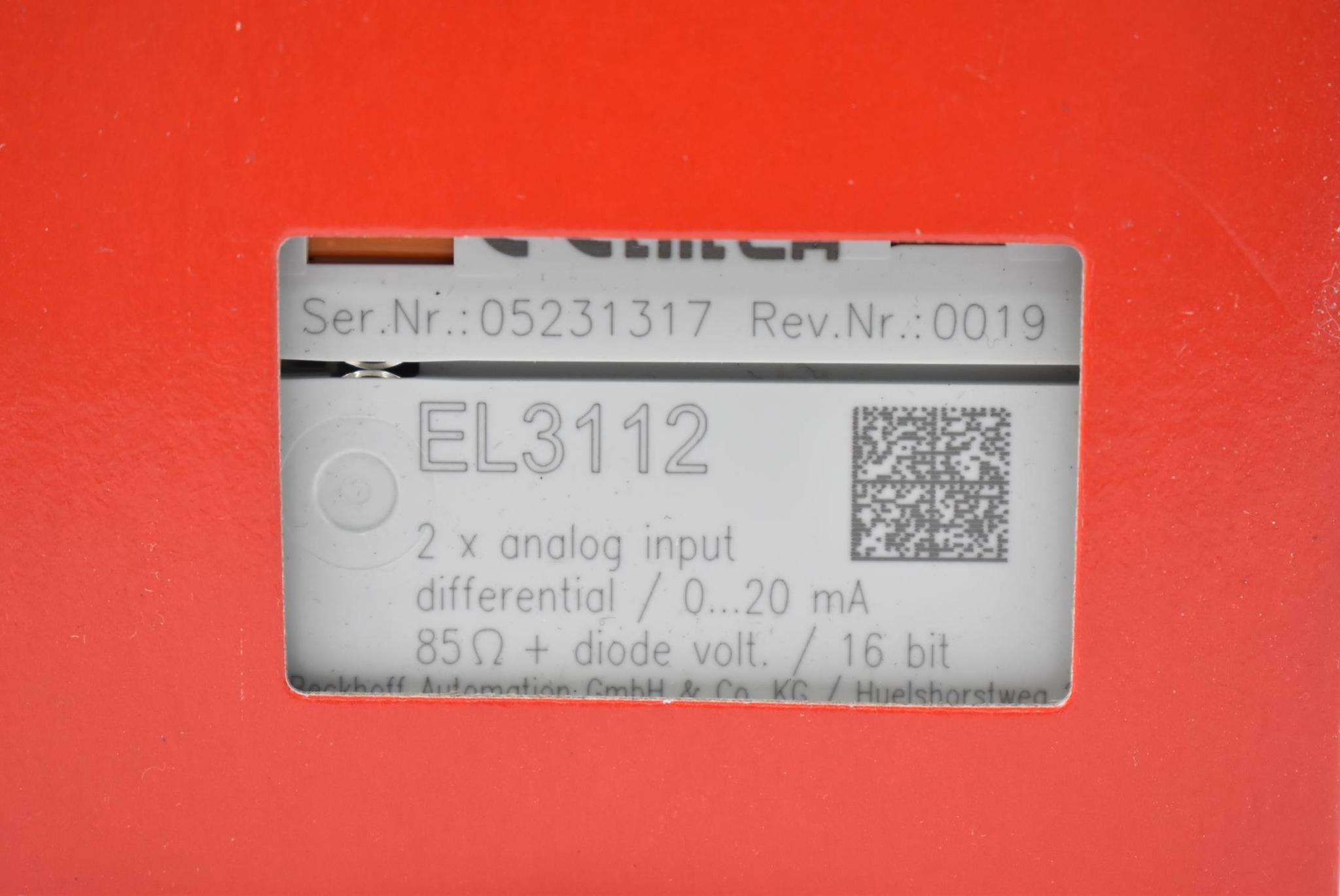 Produktfoto 2 von Beckhoff EtherCAT-Klemm 2-Kanal-Analog-Eingang EL3112 ( EL 3112 ) 0-20mA 16Bit