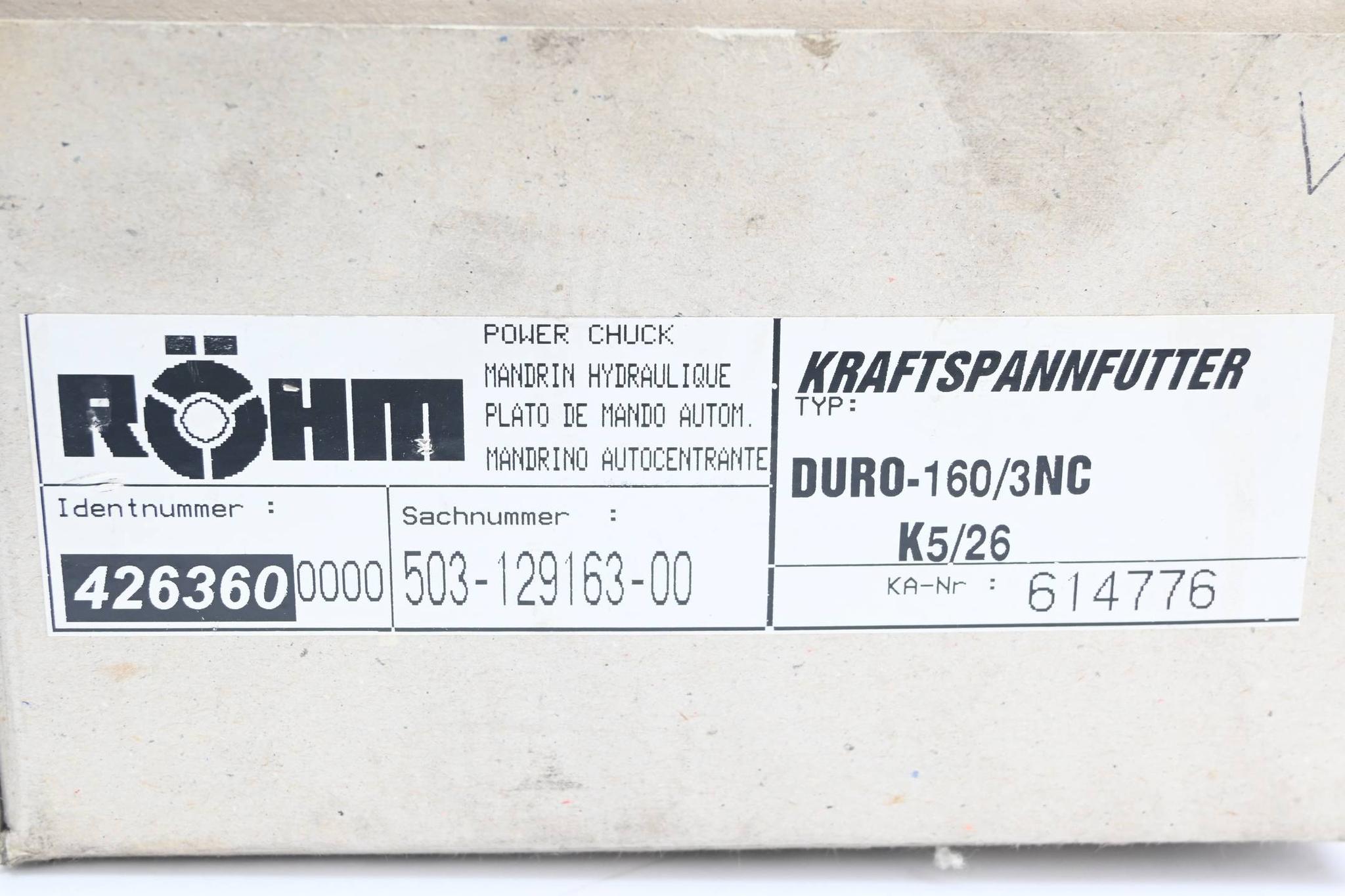 Produktfoto 4 von Röhm Kraftspannfutter DURO-160/3NC ( 426360 ) 426360-0000