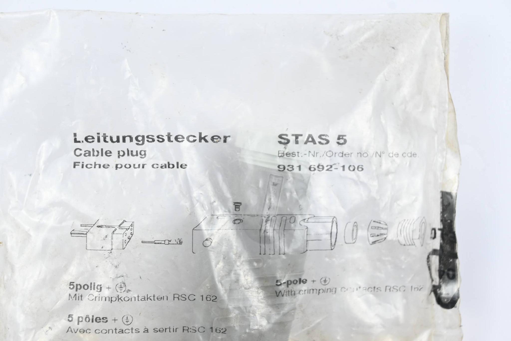 Produktfoto 1 von Hirschmann Leitungsstecker STAS 5 ( 931692-106 )