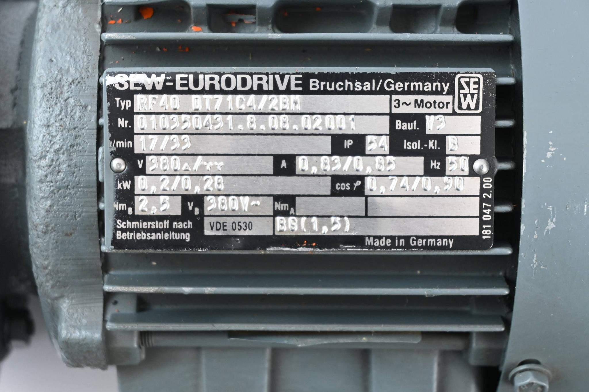 Produktfoto 2 von SEW Eurodrive Getriebemotor RF40DT71C4/2BM ( RF40 DT71C4/2BM ) 0,2/0,28kW