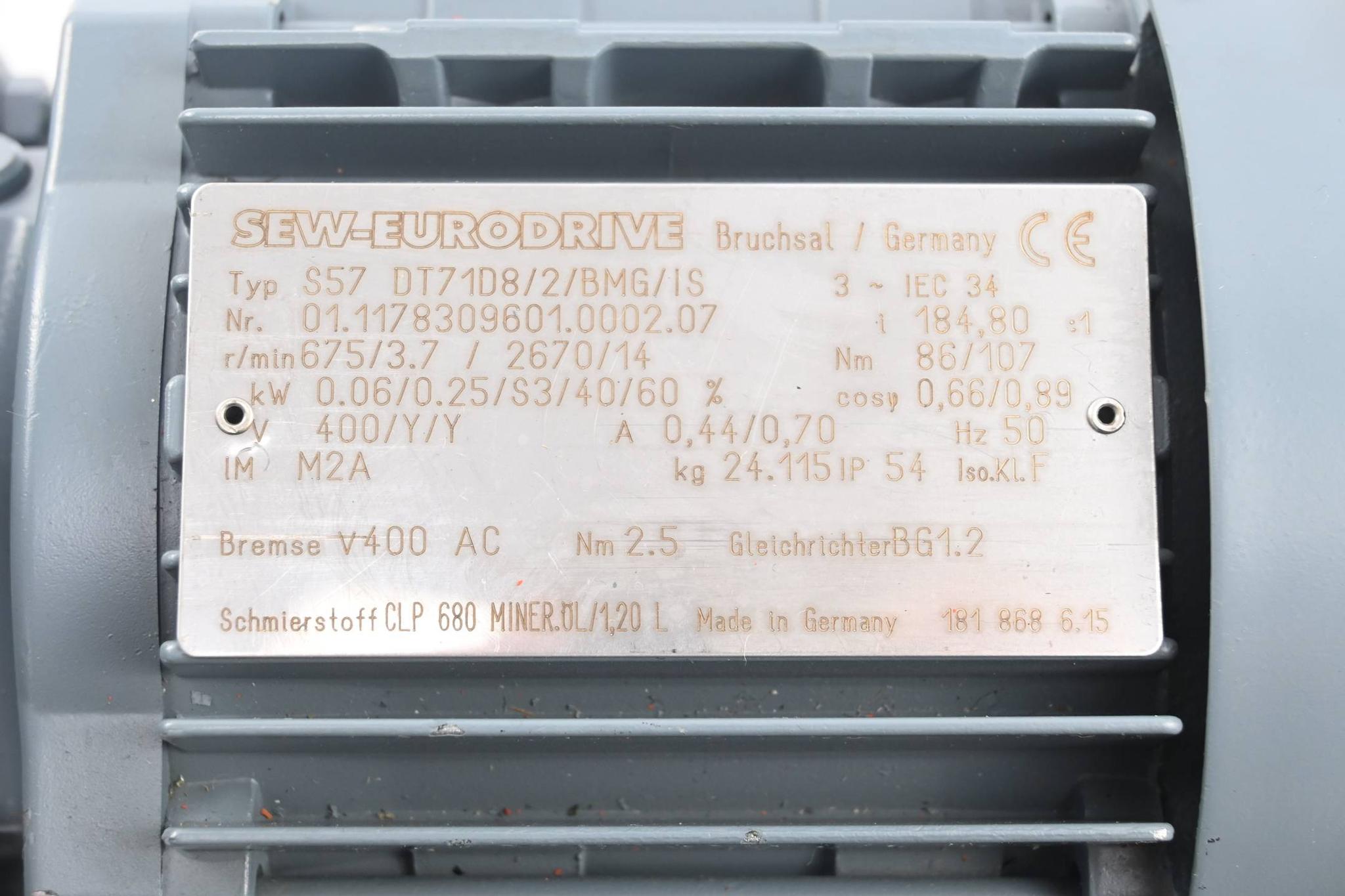 Produktfoto 2 von SEW Eurodrive Getriebemotor S57DT71D8/2/BMG/IS ( S57 DT71D8/2/BMG/IS )