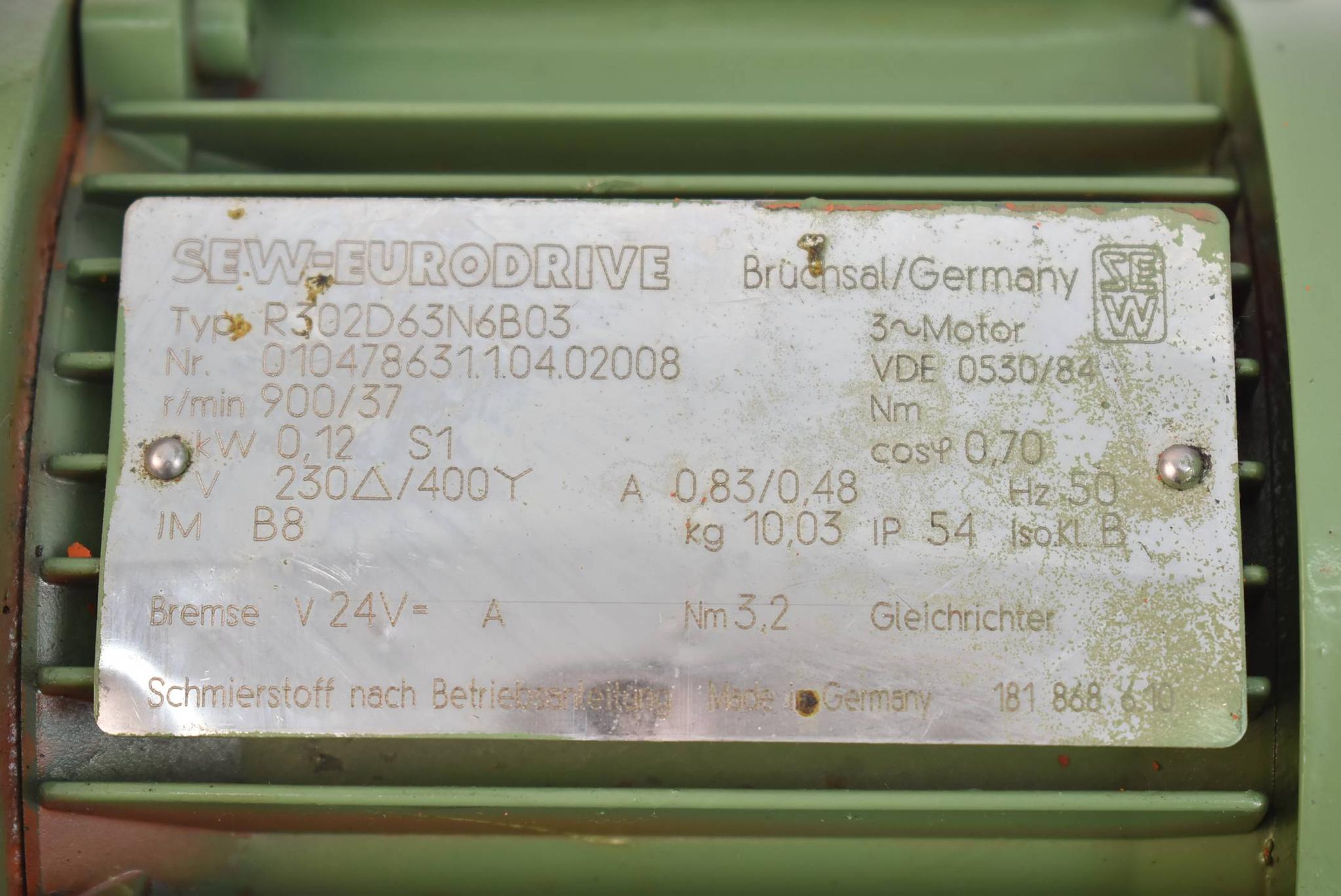 Produktfoto 3 von SEW eurodrive Getriebemotor R302D63N6B03 ( 0,12kW 900r/min. 50Hz )