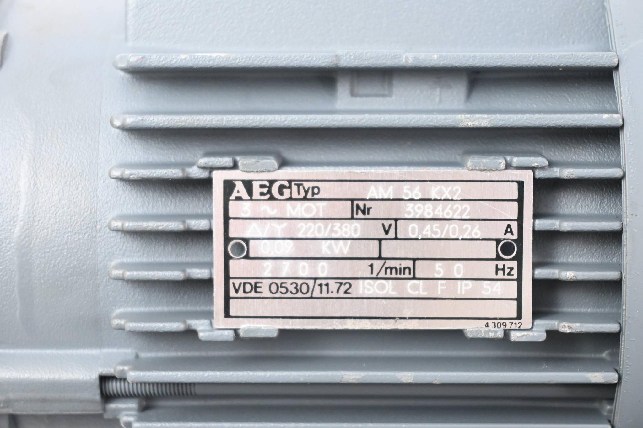 Produktfoto 2 von AEG 3~ Motor AM 56 KX2 ( AM56KX2 ) 220/380V 0,45/0,26A 0,09kW 2700/min