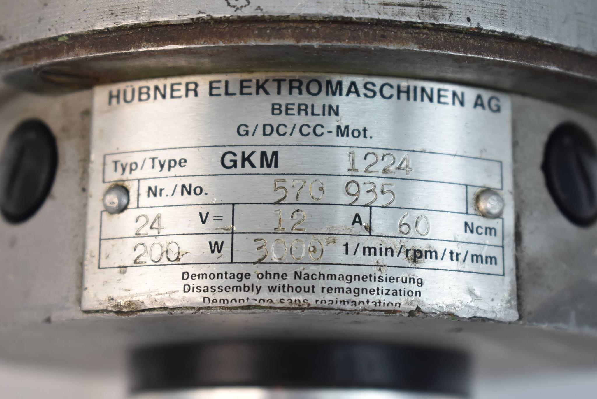 Produktfoto 3 von Hübner Elektromotor GKM 1224 ( 200W 3000r/min. ) + RH-25-SP + GT 5.05/410