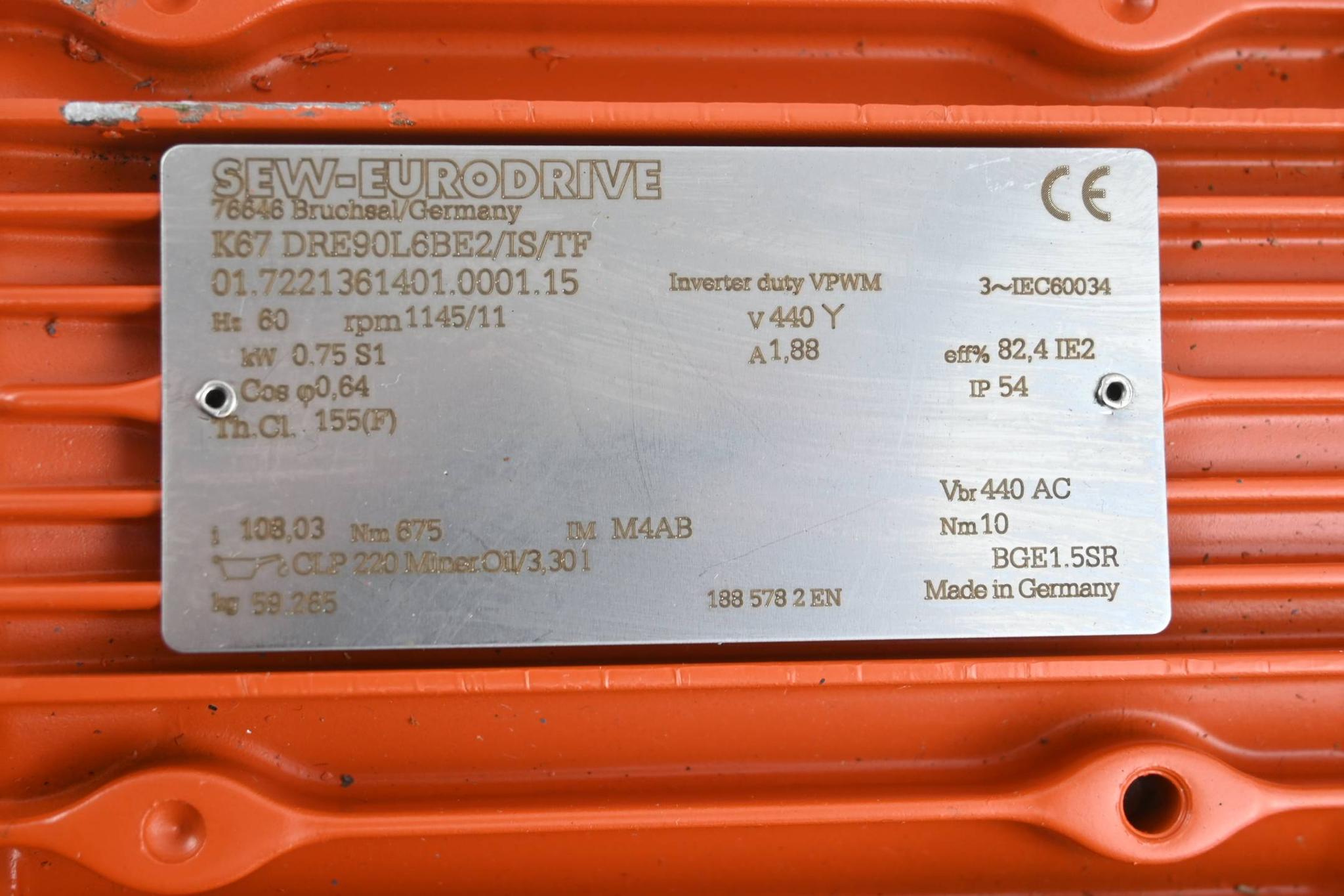 Produktfoto 1 von SEW Eurodrive Getriebemotor K67DRE90L6BE2/IS/TF ( K67 DRE90L6BE2/IS/TF )