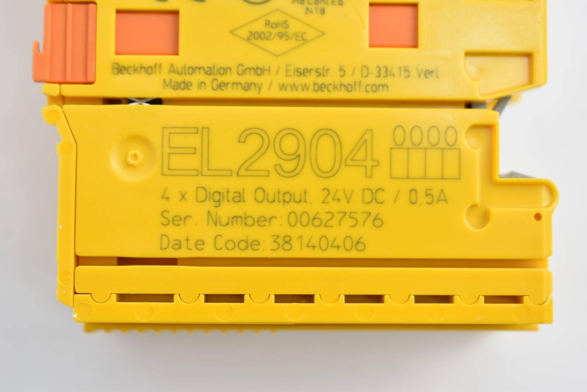 Produktfoto 2 von Beckhoff Automation EtherCAT-Klemme 4-Kanal-Digital-Ausgang 24 VDC 0,5A EL2904