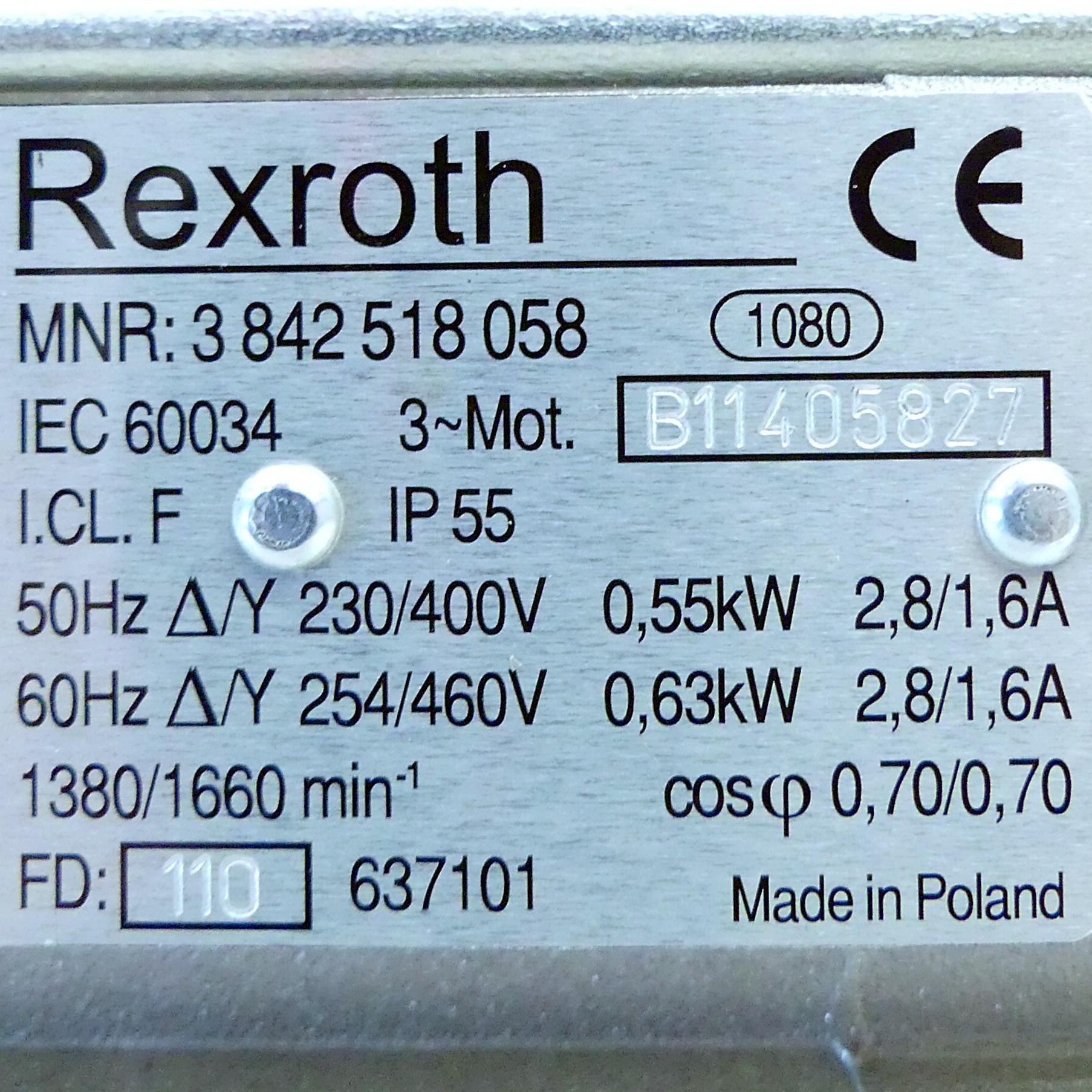 Produktfoto 2 von REXROTH Drehstrommotor 3 842 518 058