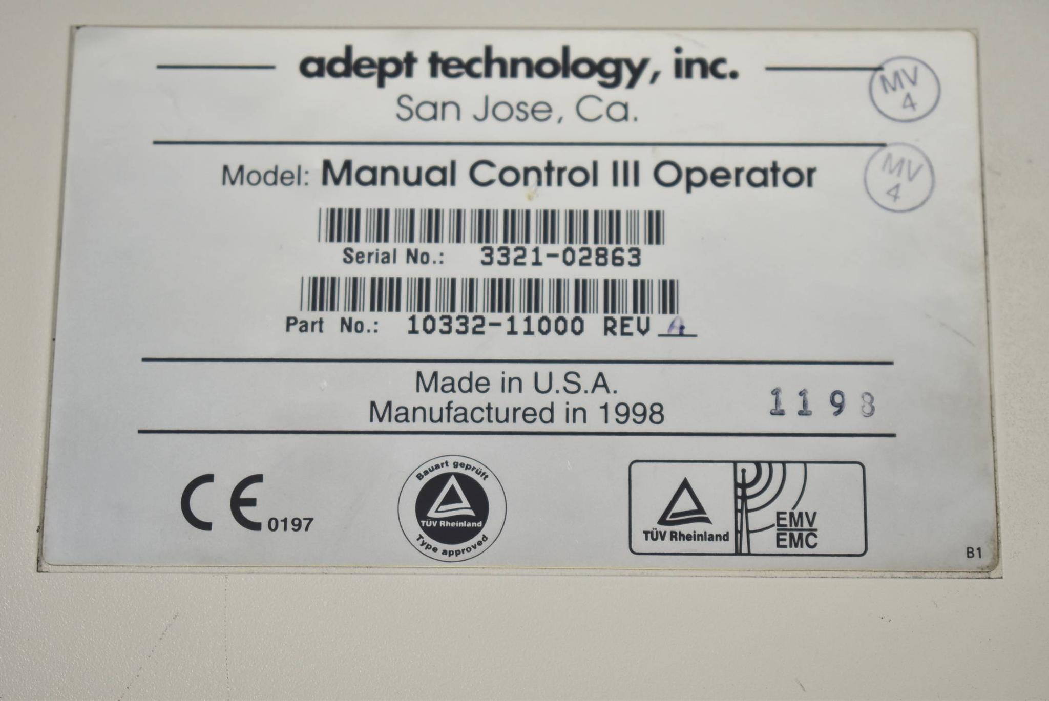 Produktfoto 2 von Adept Manual Control III Operator 10332-11000 Rev B