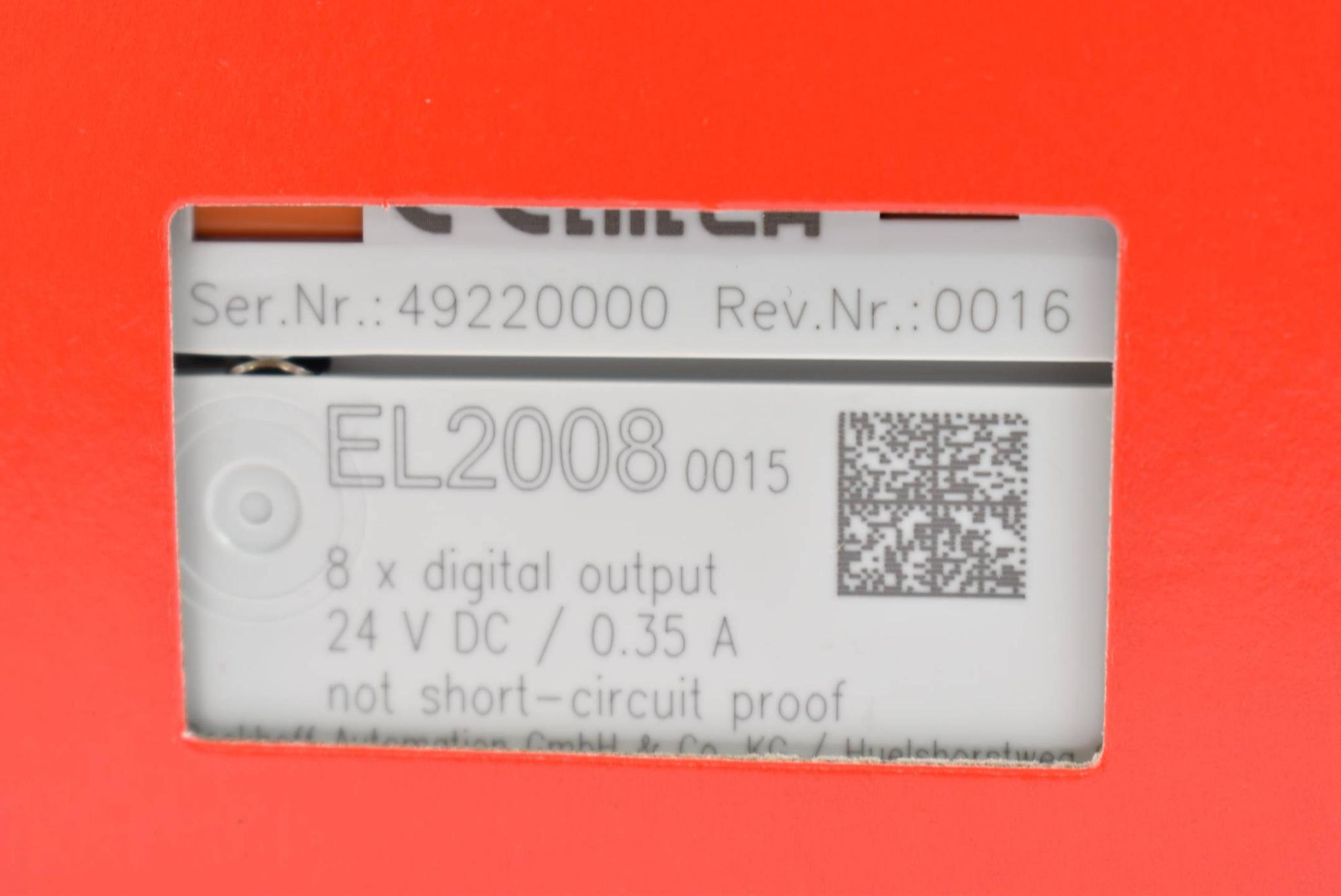 Beckhoff EtherCAt-Klemme 8-Kanal-Digital-Ausgang 24VDC 0,5A EL2008-0015