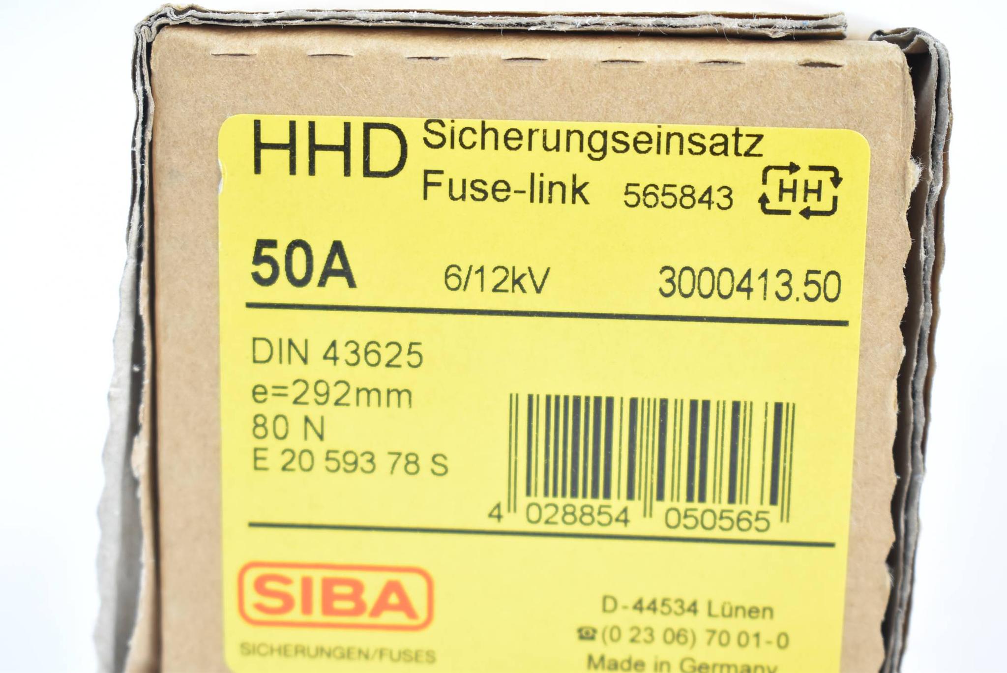 Produktfoto 3 von SIBA Fuse-link Sicherungseinsatz 50A 6/12kV ( 565843 )