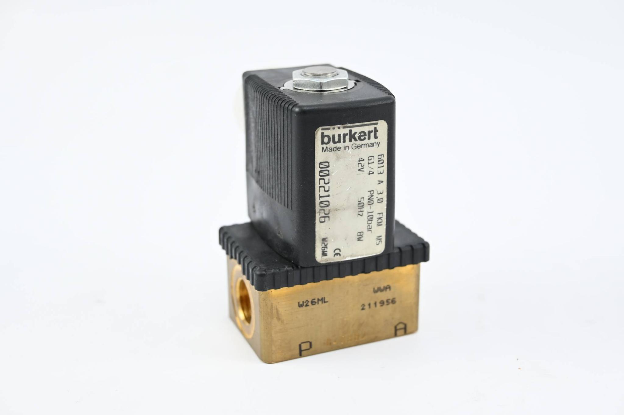 Produktfoto 1 von Bürkert 2/2-Wege-Magnetventil 6013 A 3,0 FKM MS G1/4 PN0-10bar ( 00221026 )