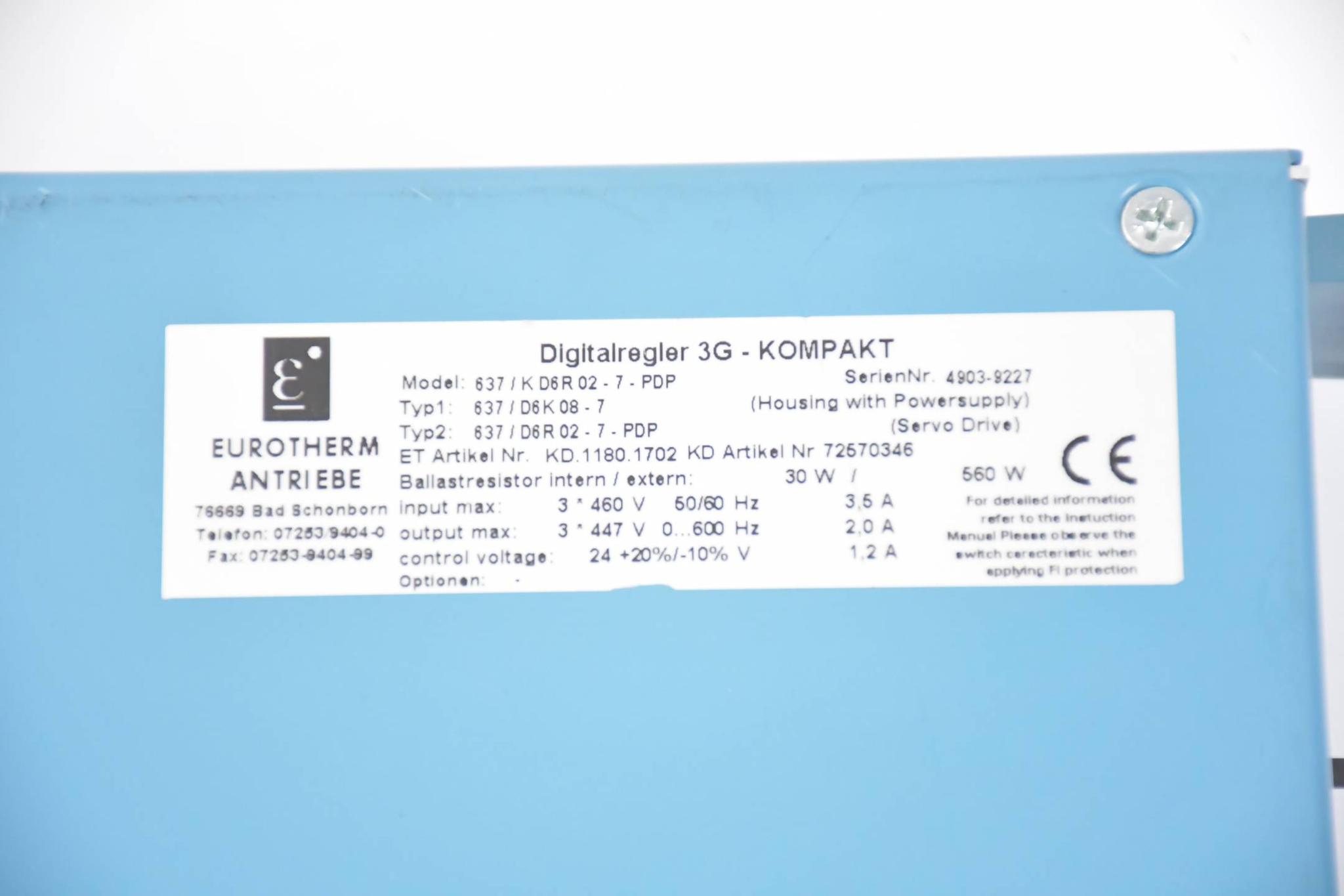 Produktfoto 3 von Eurotherm Digitalregler 3G - Kompakt 637/KD6R02-7-PDP ( 637/D6K 08-7 )