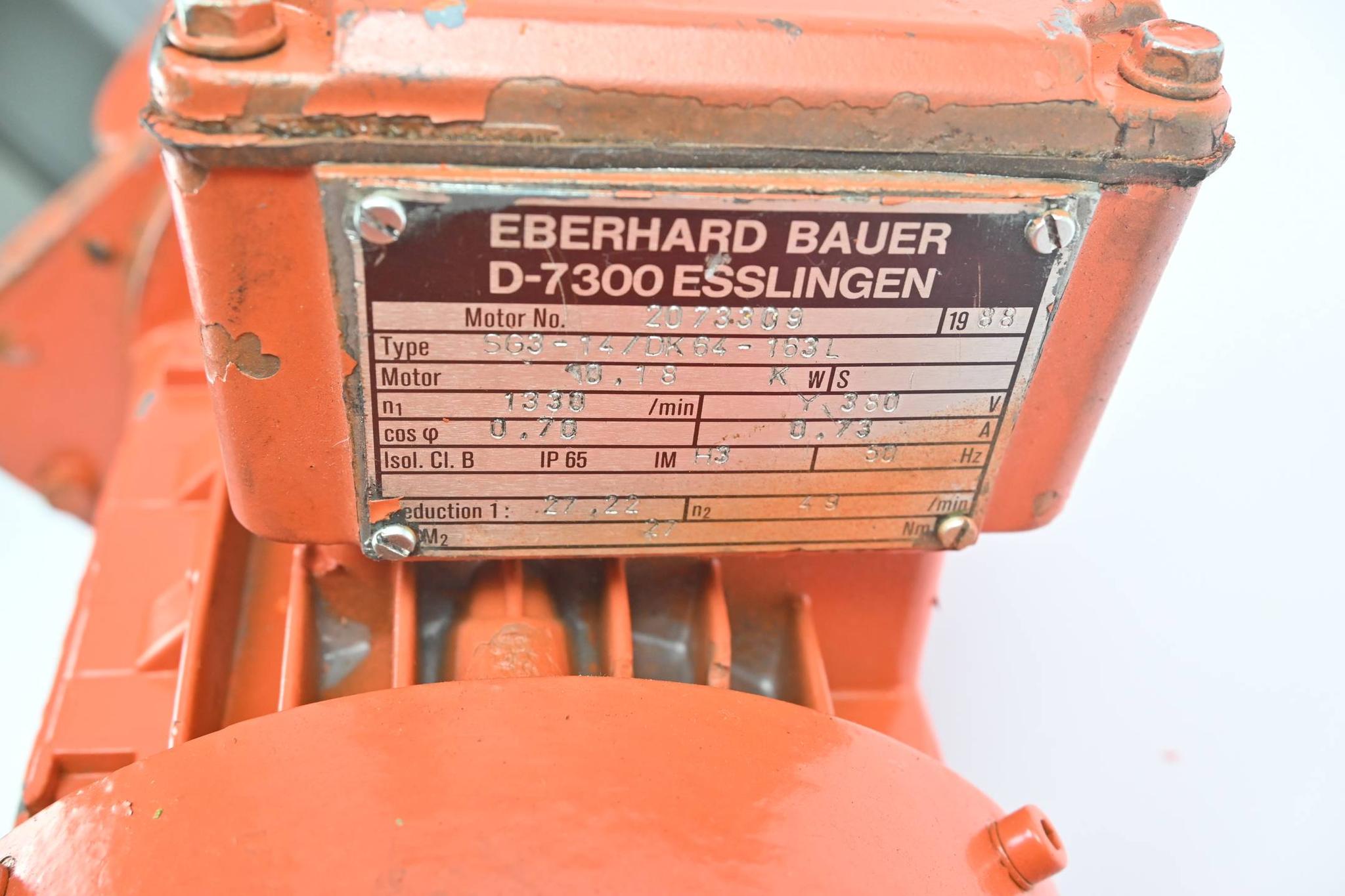 Produktfoto 2 von Bauer Getriebemotor SG3-14/DK64-163L inkl. Bauer Bremse GBR 25 WS ( GBR25WS )