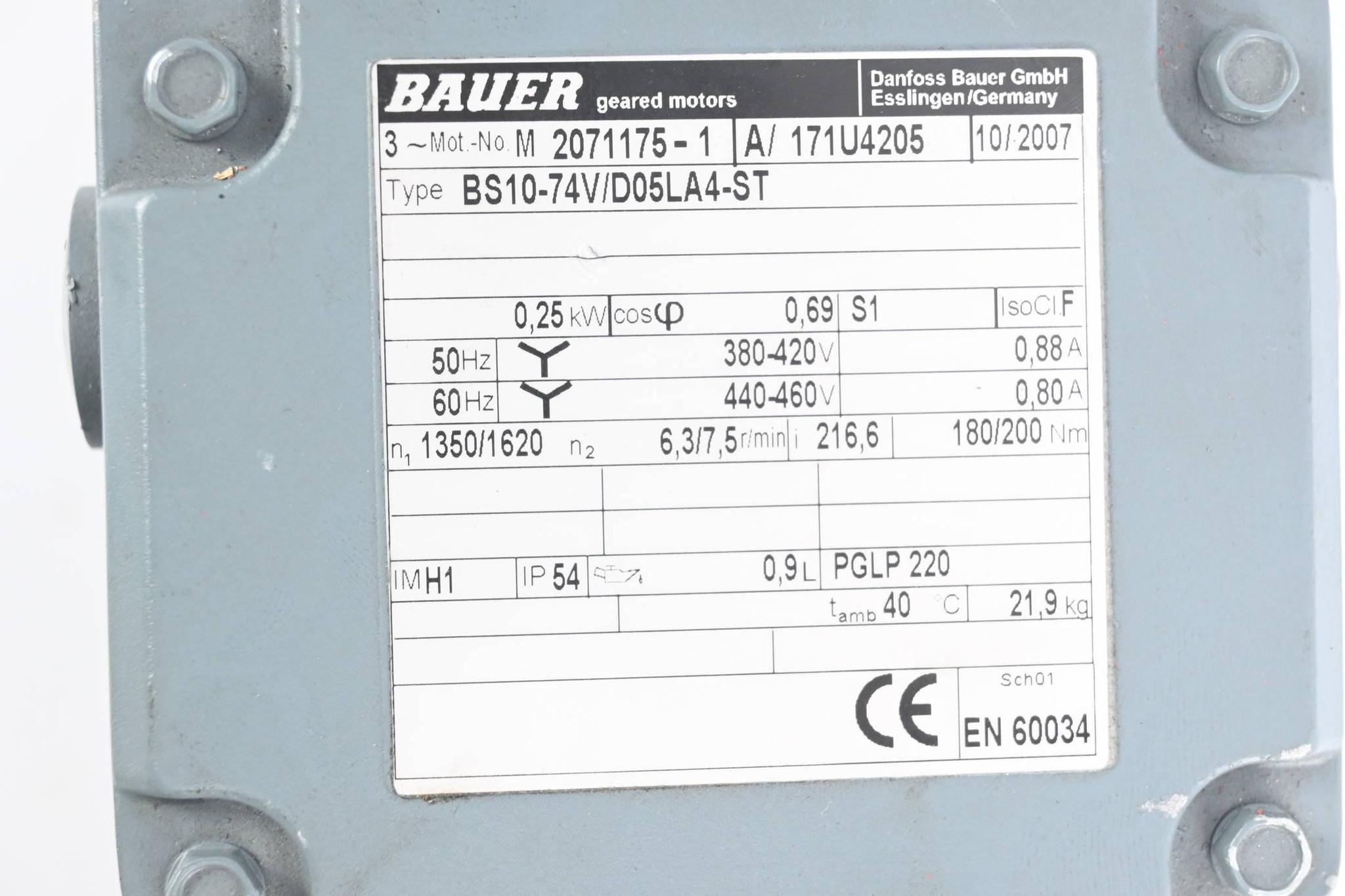 Produktfoto 2 von Bauer Getriebemotor BS10-74V/D05LA4-ST