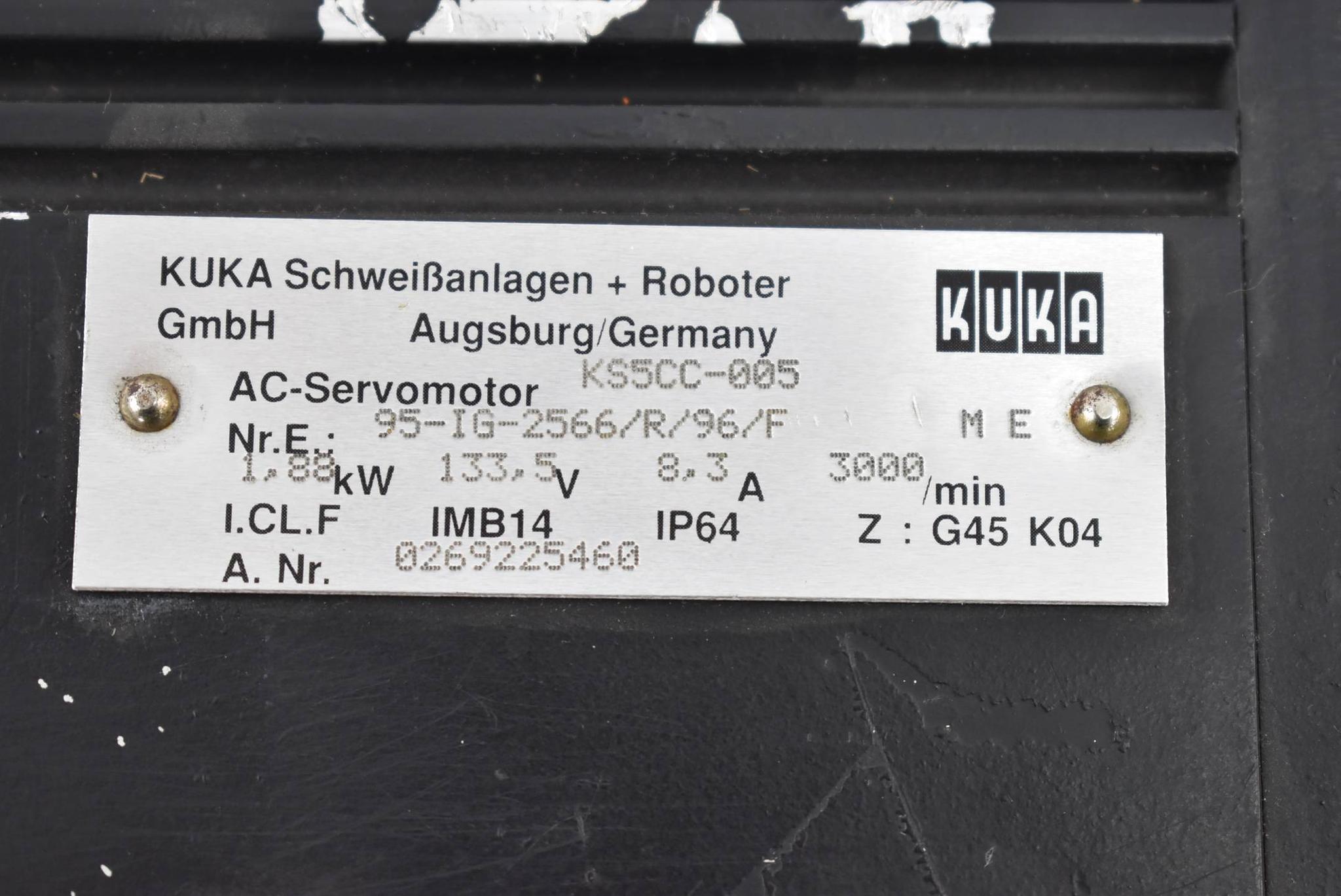 Produktfoto 4 von Kuka Servomotor 95-IG-2566/R/96/F ( KS5CC-005 ) inkl. Optionen G45 + K04