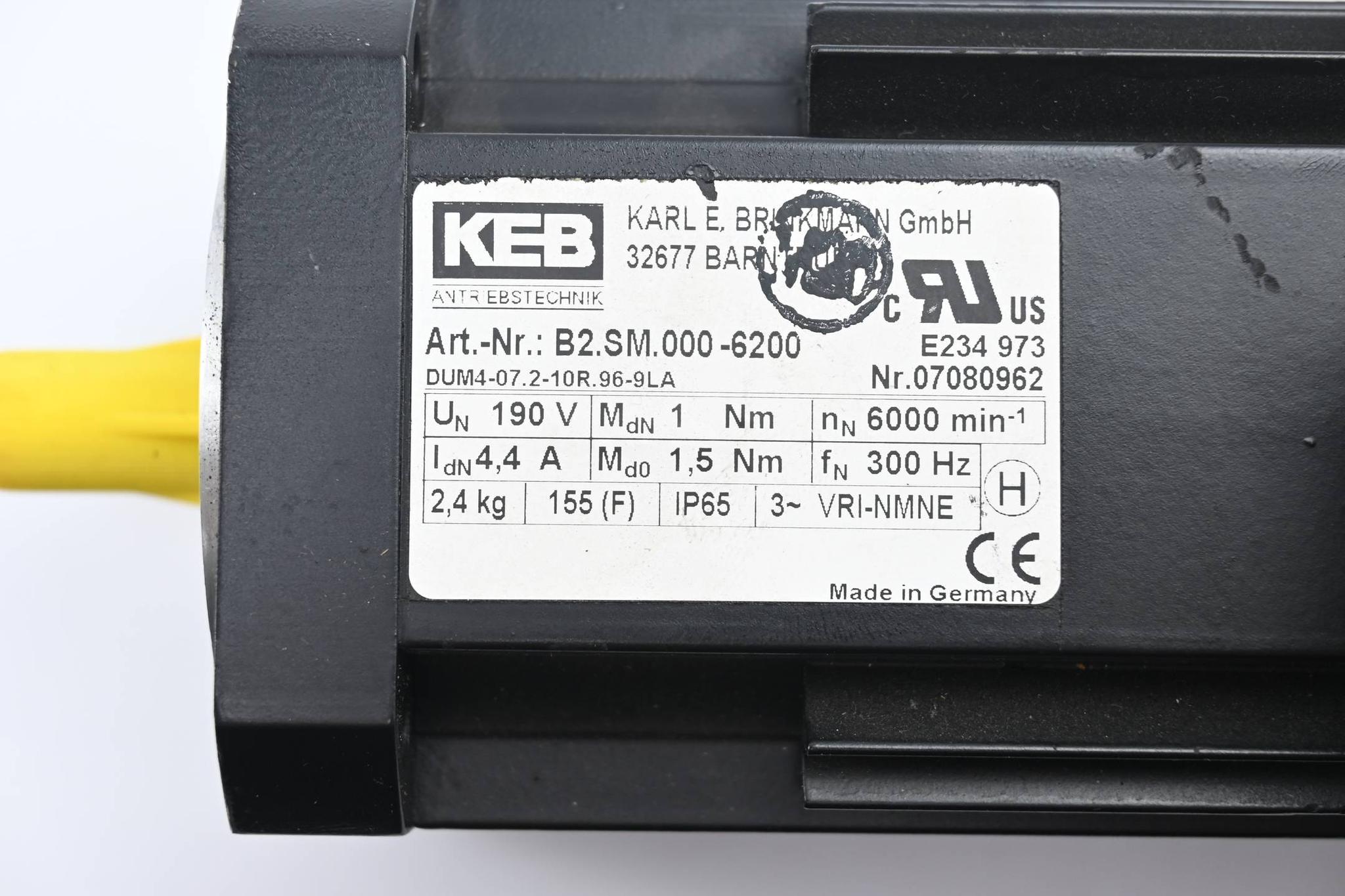 Produktfoto 3 von KEB Antriebstechnik Servomotor B2.SM.000-6200 ( DUM4-07.2-10R.96-9LA )