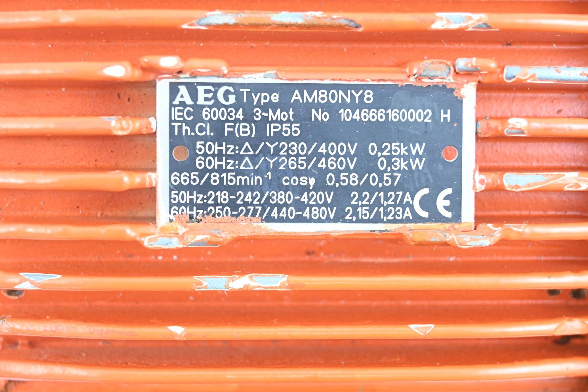 Produktfoto 2 von AEG 3~ Motor AM80NY8 ( AM 80 NY8 ) 50Hz 230/400V 0,25kW 665/815min