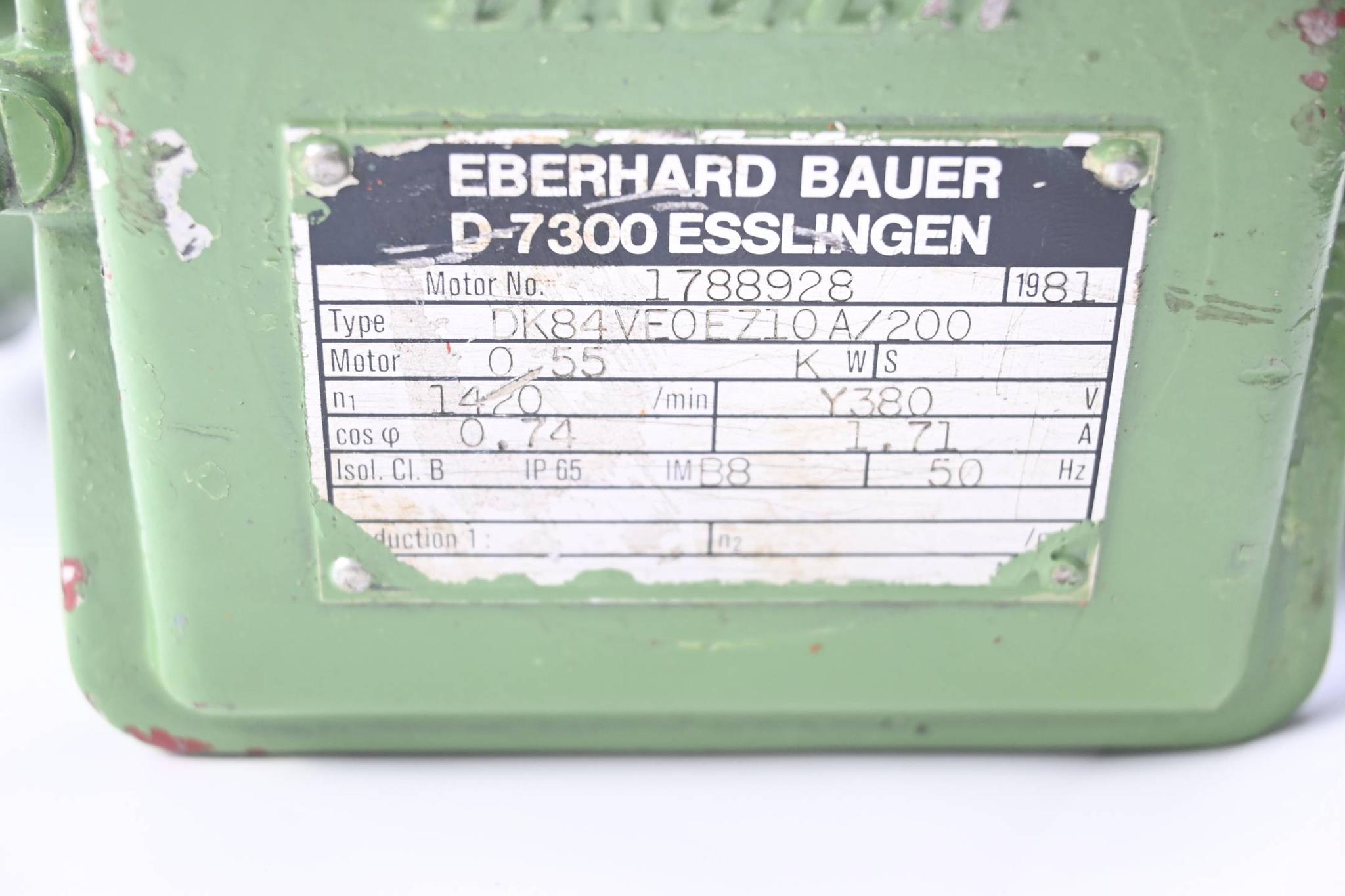 Produktfoto 2 von Bauer 3~ Motor DK84 VE0EZ10A/200 ( DK84VE0EZ10A/200 ) 50Hz 0,55kW 1420/min