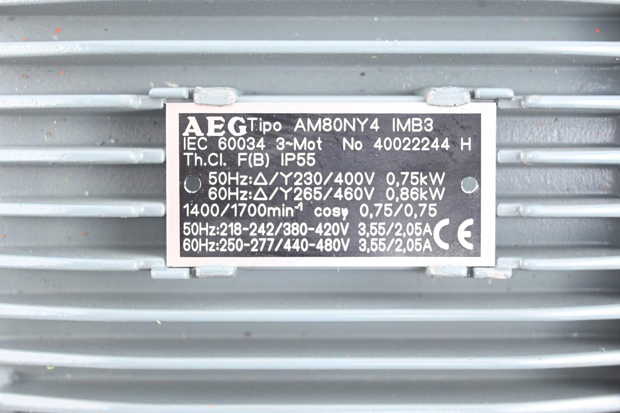 Produktfoto 2 von AEG 3~ Motor AM80NY4 IMB3 ( 50Hz 230/400V 0,75kW 1400-1700/min )