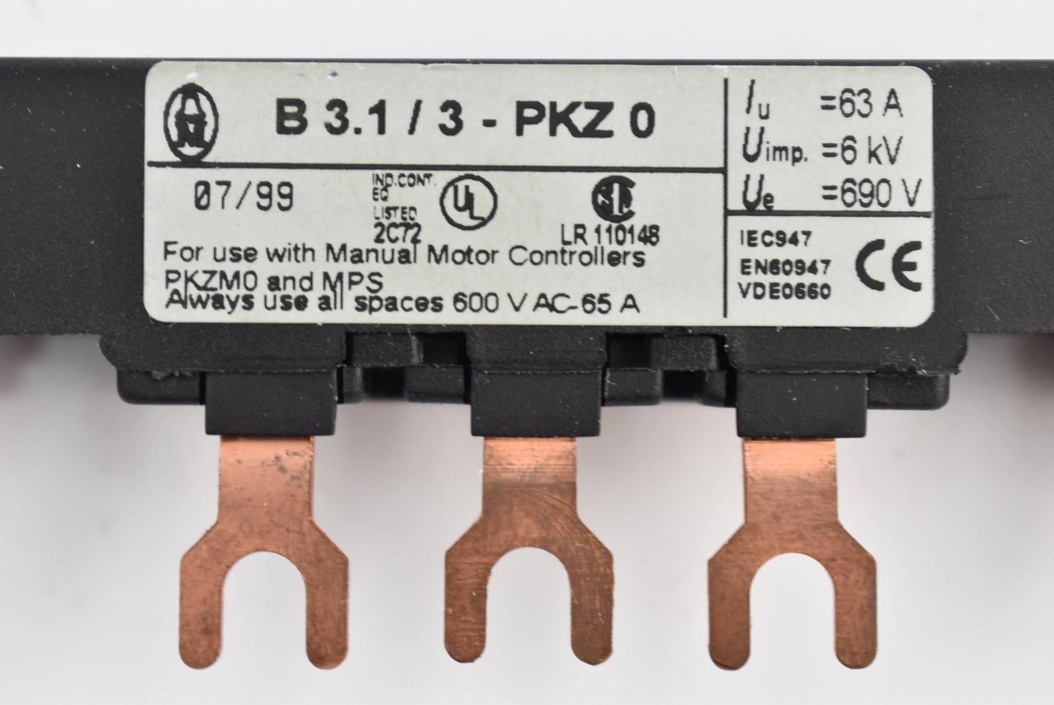 Moeller Drehstromschienenblock B3.1/3-PKZO