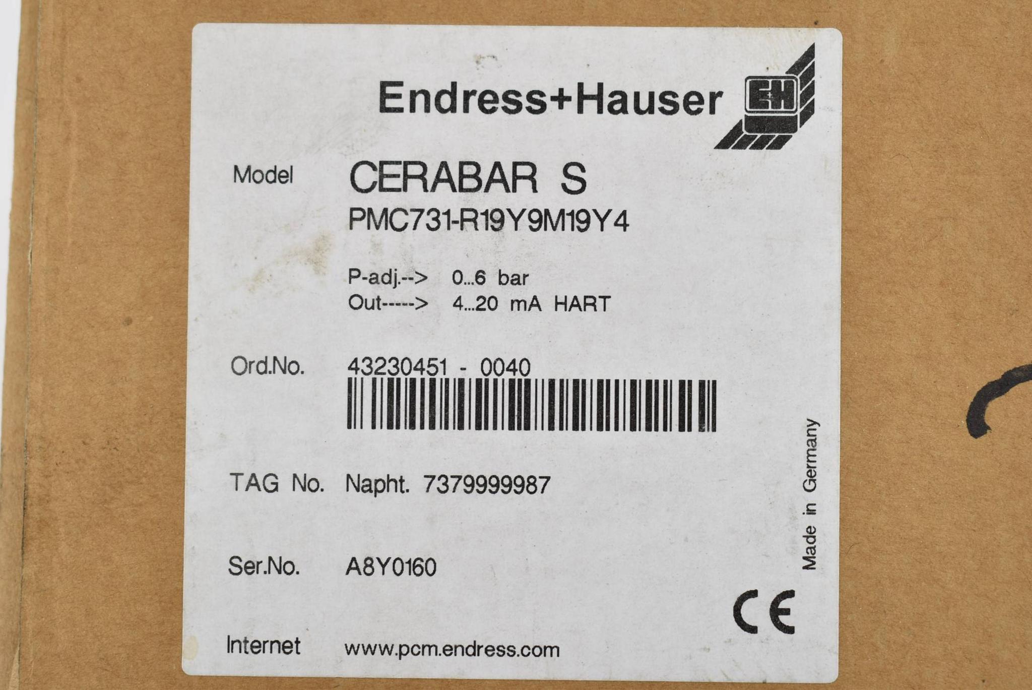 Produktfoto 2 von Endress+Hauser Drucktransmitter 0-6 bar 4-20 mA Hart PMC731-R19Y9M19Y4