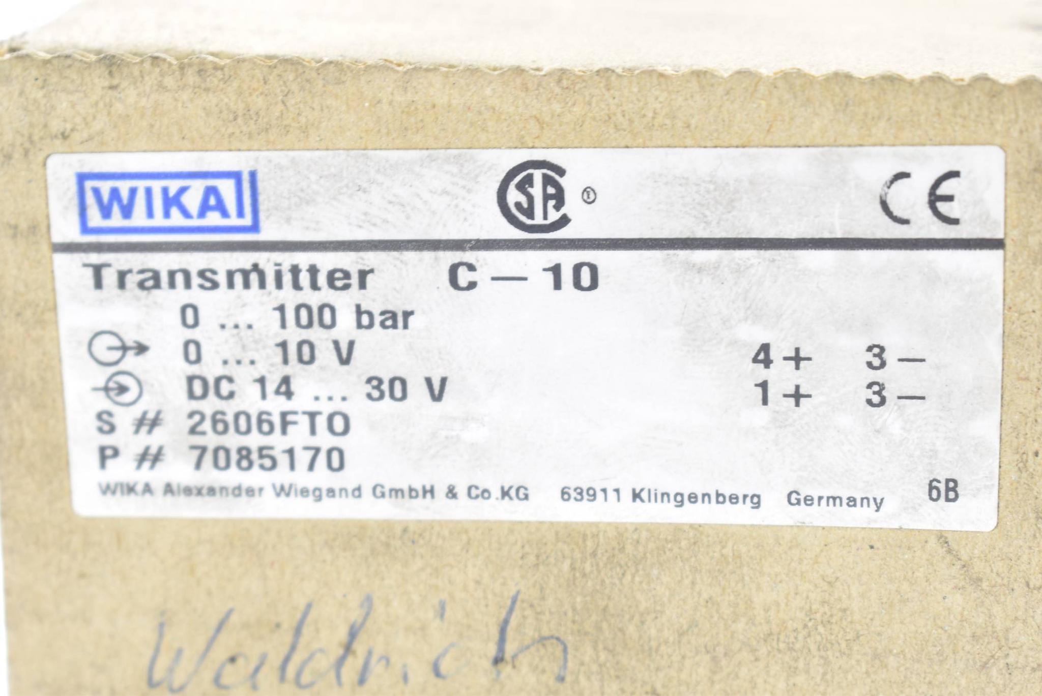 Produktfoto 3 von Wika Drucksensor Transmitter C-10 ( 7085170 )